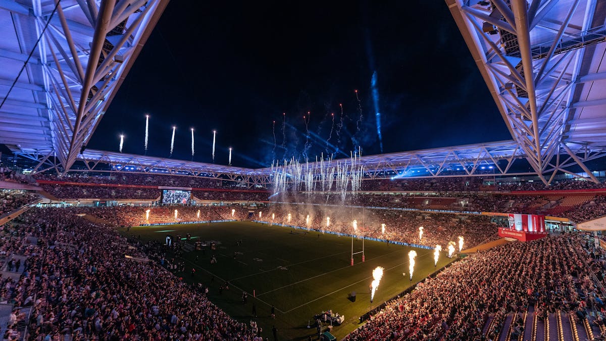An image of the pre game show during the 2021 NRL Grand Final