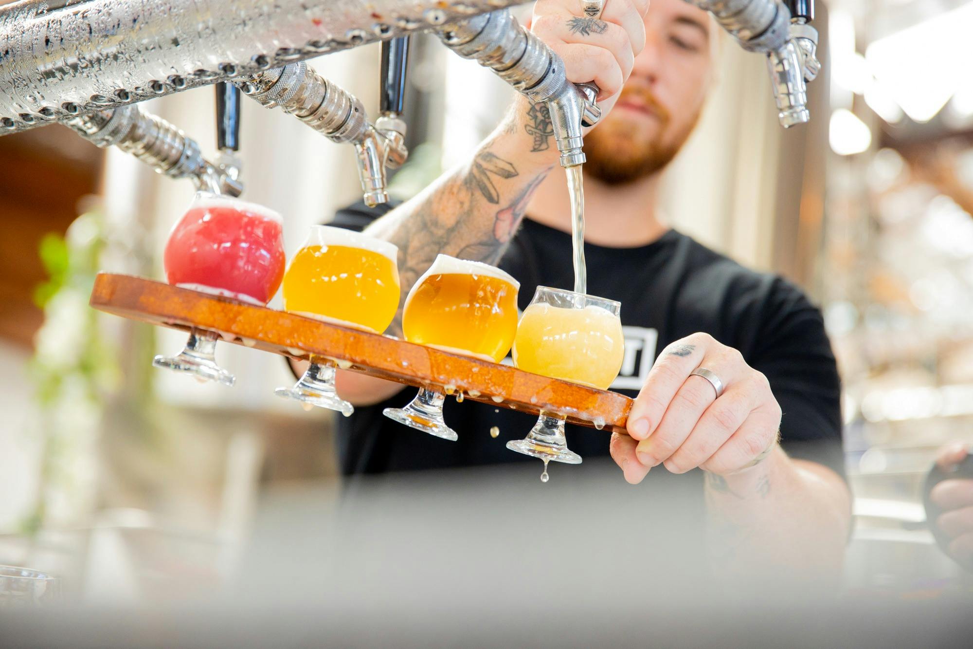 Pouring beers at Precinct