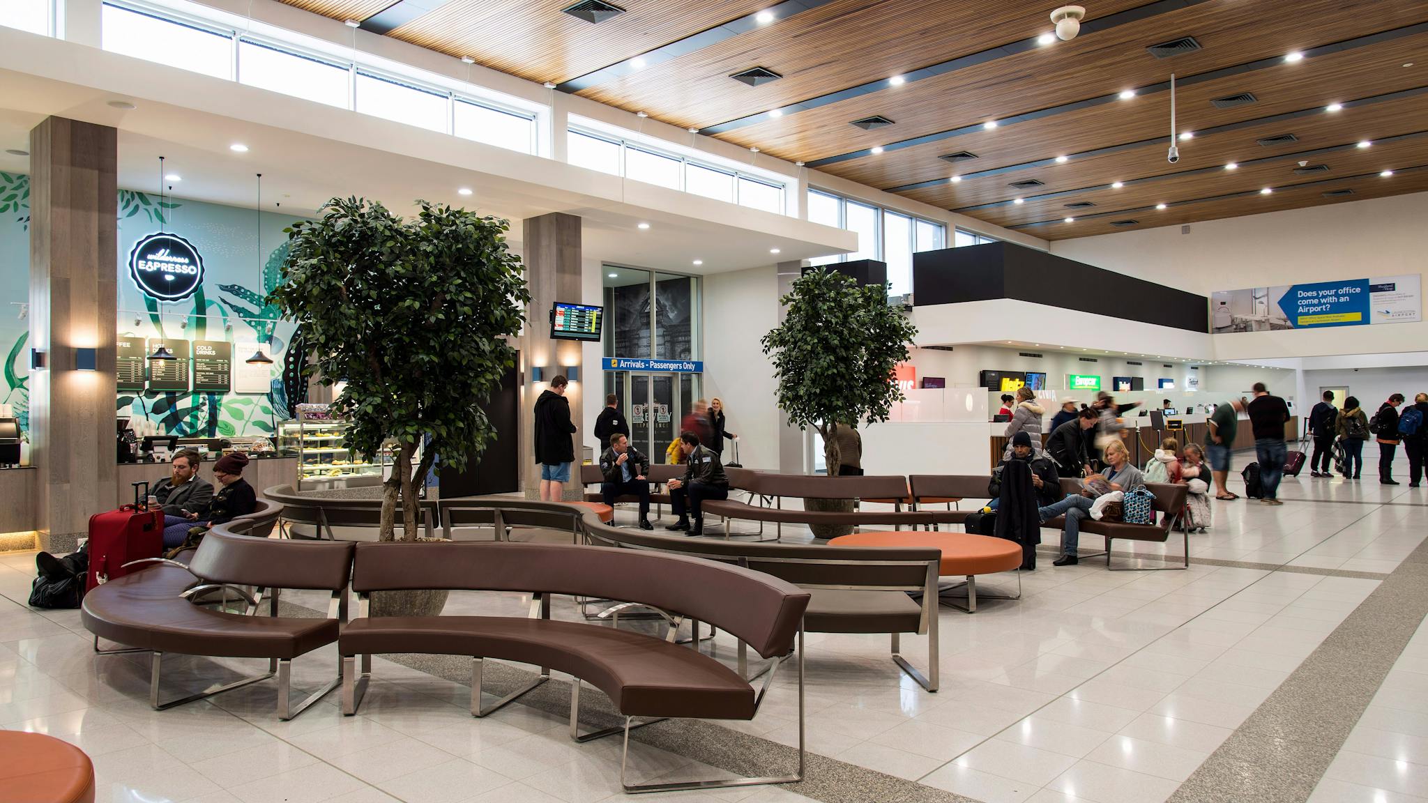 A view of the departure lounge looking towards Wilderness Espresso Cafe