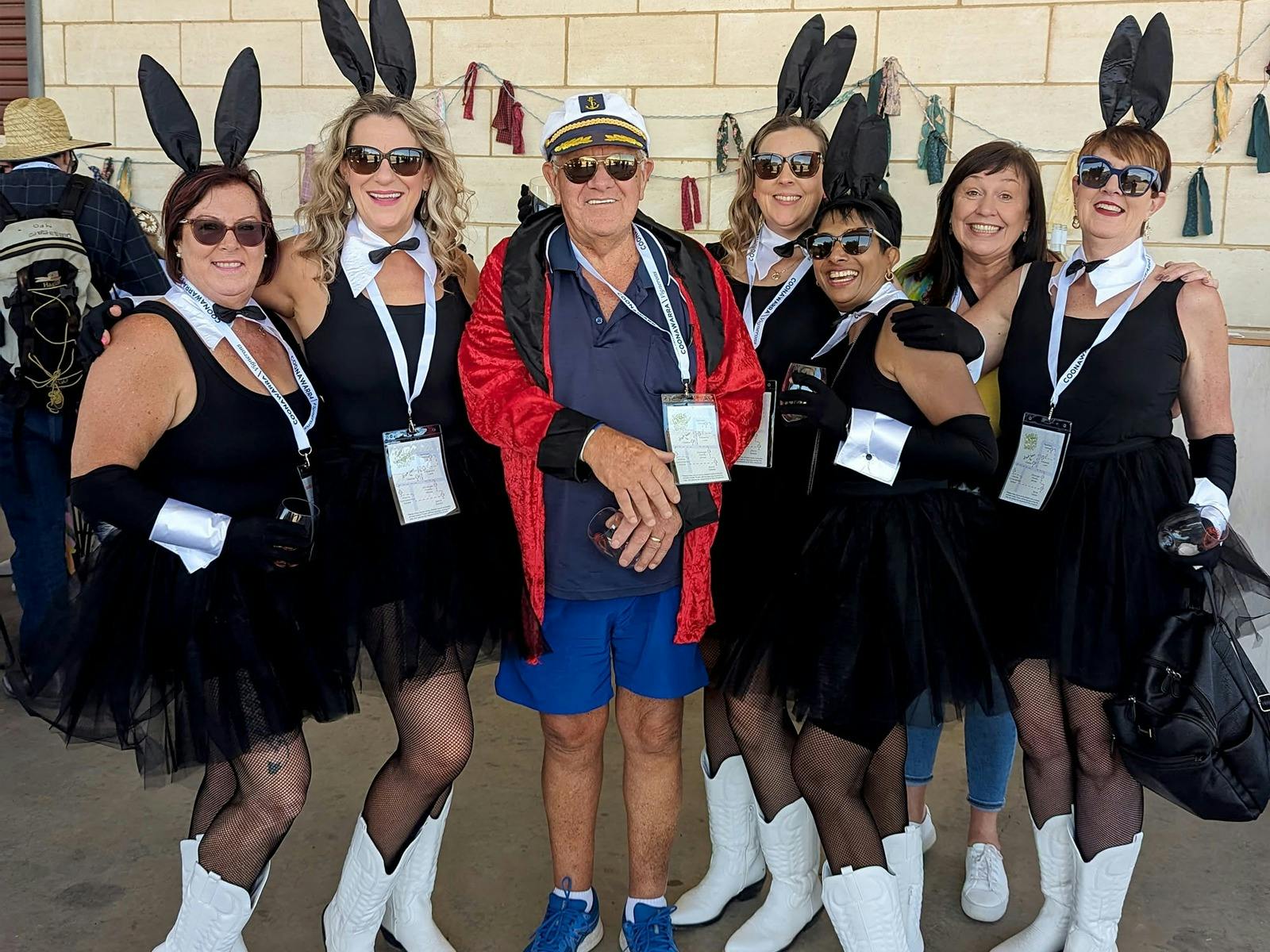 Walkers dressed as bunnies and hugh hefner