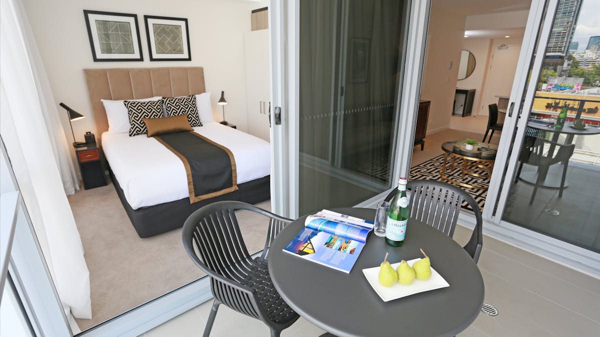 1 Bedroom Executive Apartment Balcony, Bedroom  & Living area