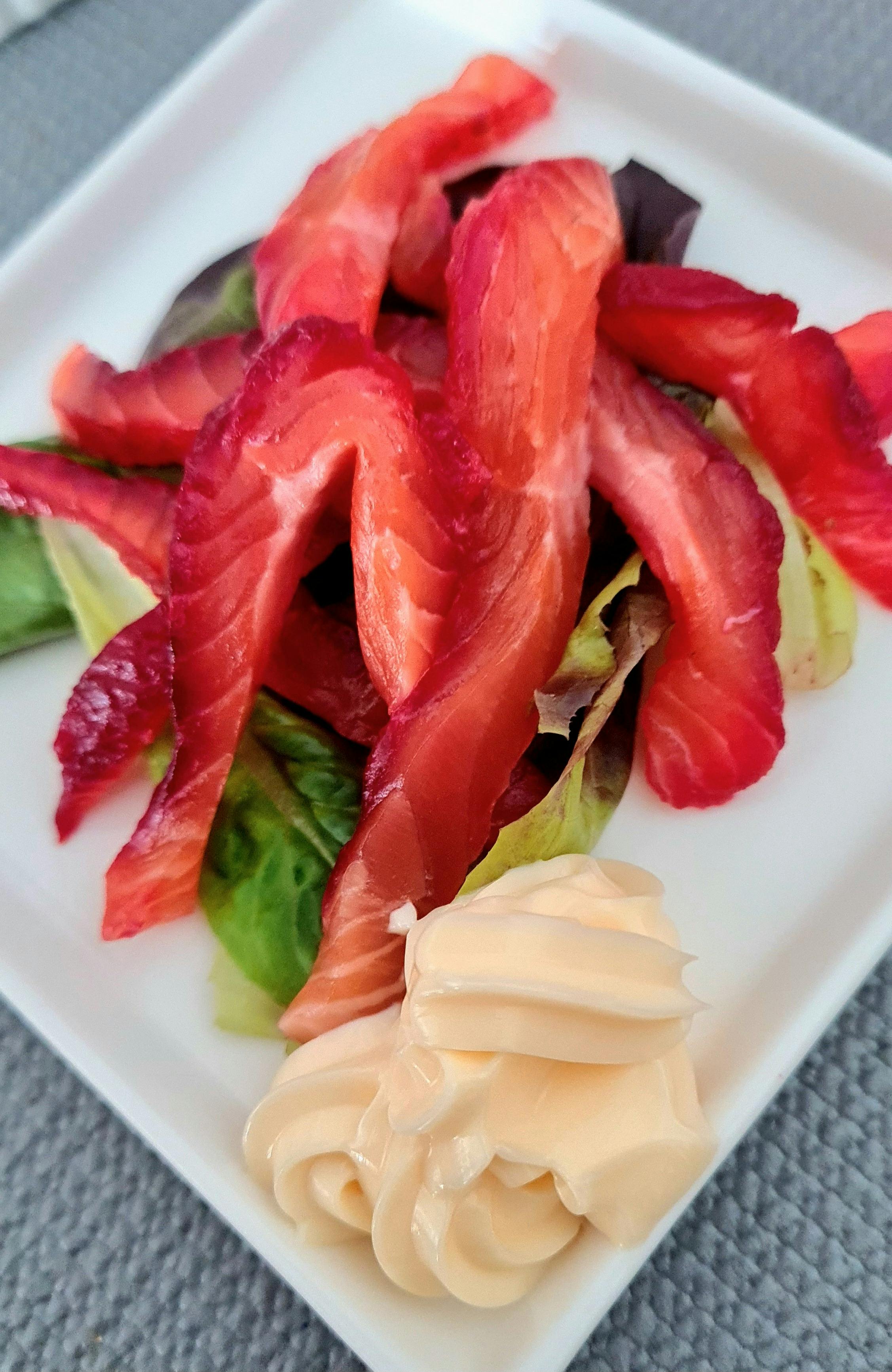 Beetroot and spiced rum drunken trout
