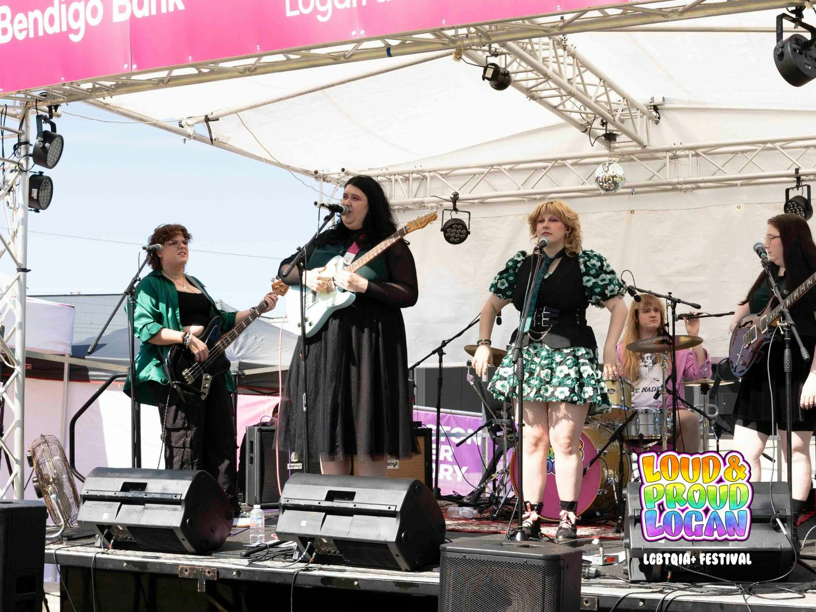 Worm Girlz on stage at Loud and Proud Logan - LGBTQIA+ Festival