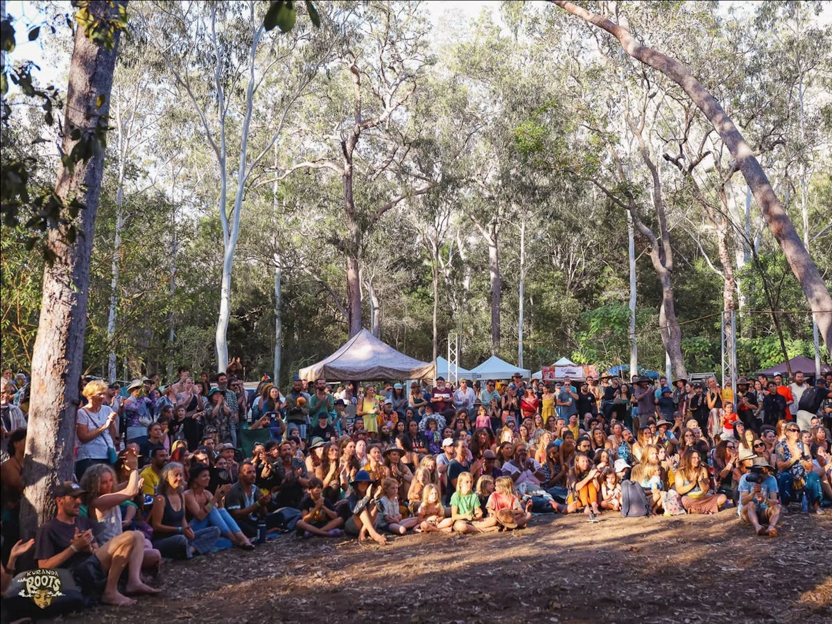 Visitors at the Kuranda Roots Festival in Emerald Creek, near Mareeba, FNQ.