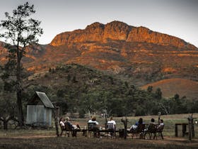 Sundowners at Arkaba's signature swag camp