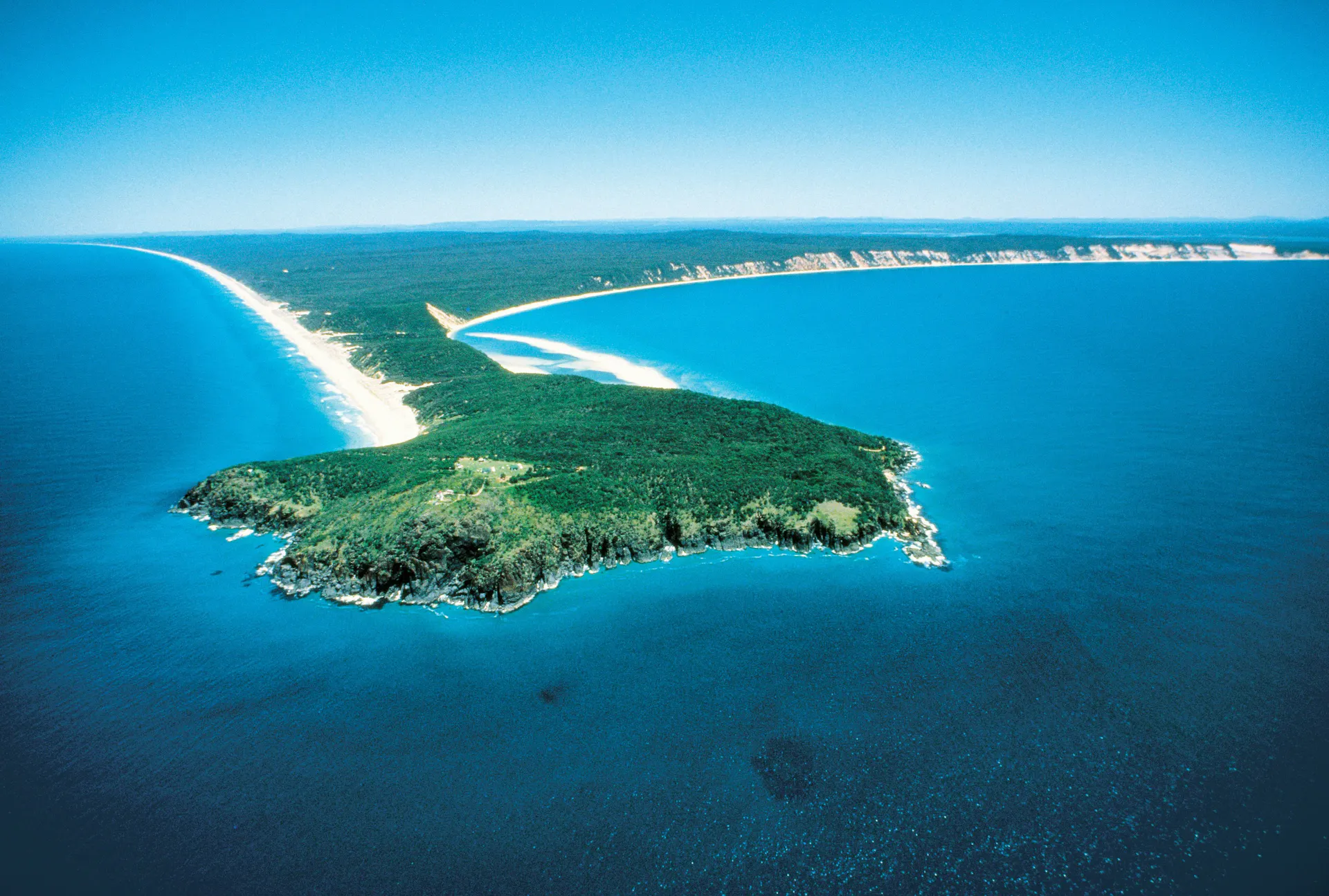 Aerial view of Double Island Point headland, Cooloola