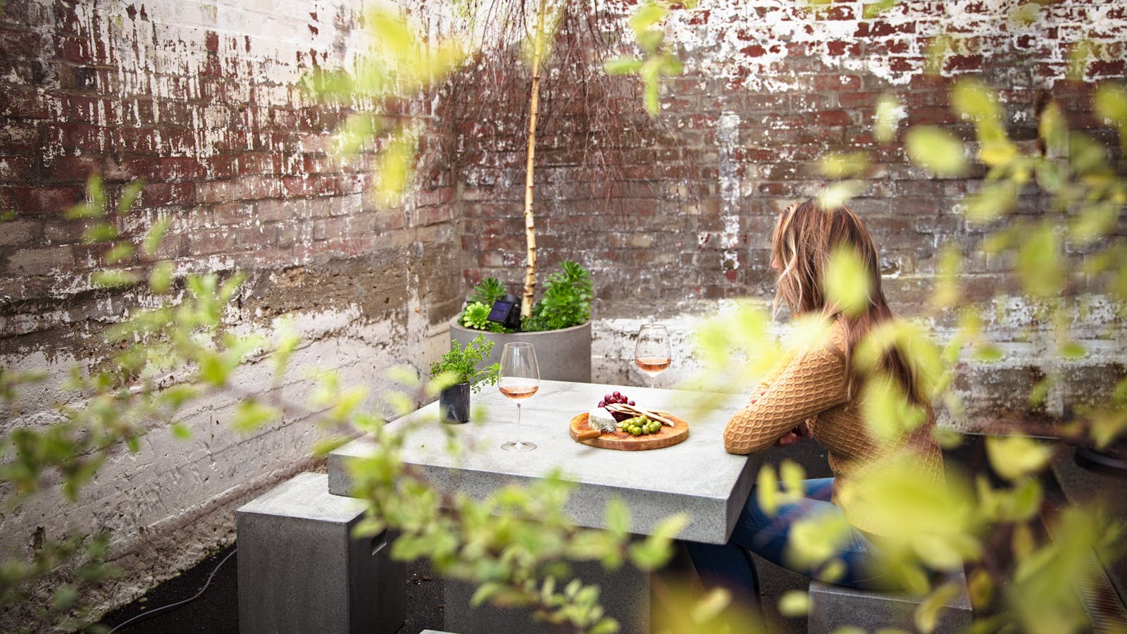 The private courtyard, which now also includes a fireplace/BBQ and fairy lights