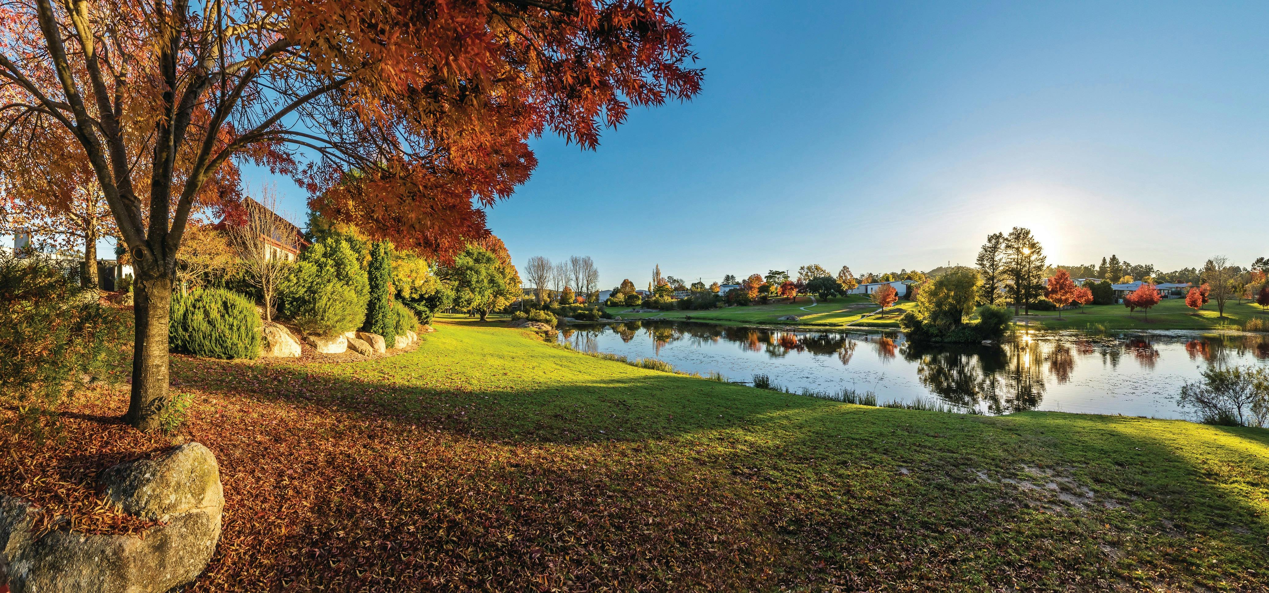 Photo shows a beautiful autumnal view of Quart Pot Creek, Stanthorpe