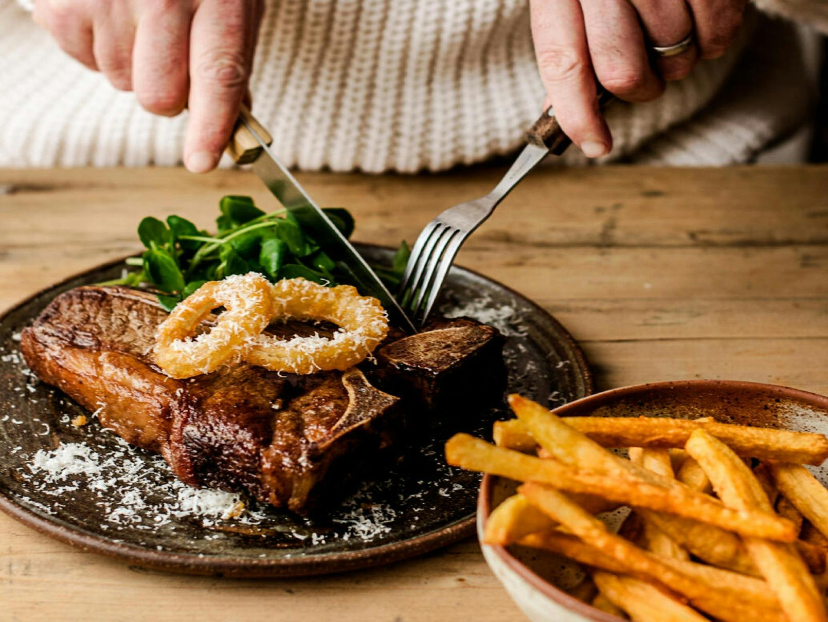T Bone Steak and chips