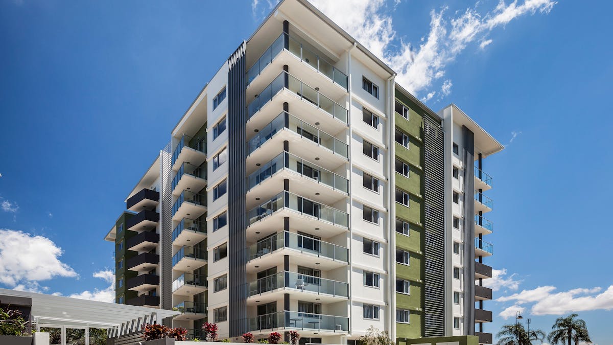 Exterior shot of building, nine stories high