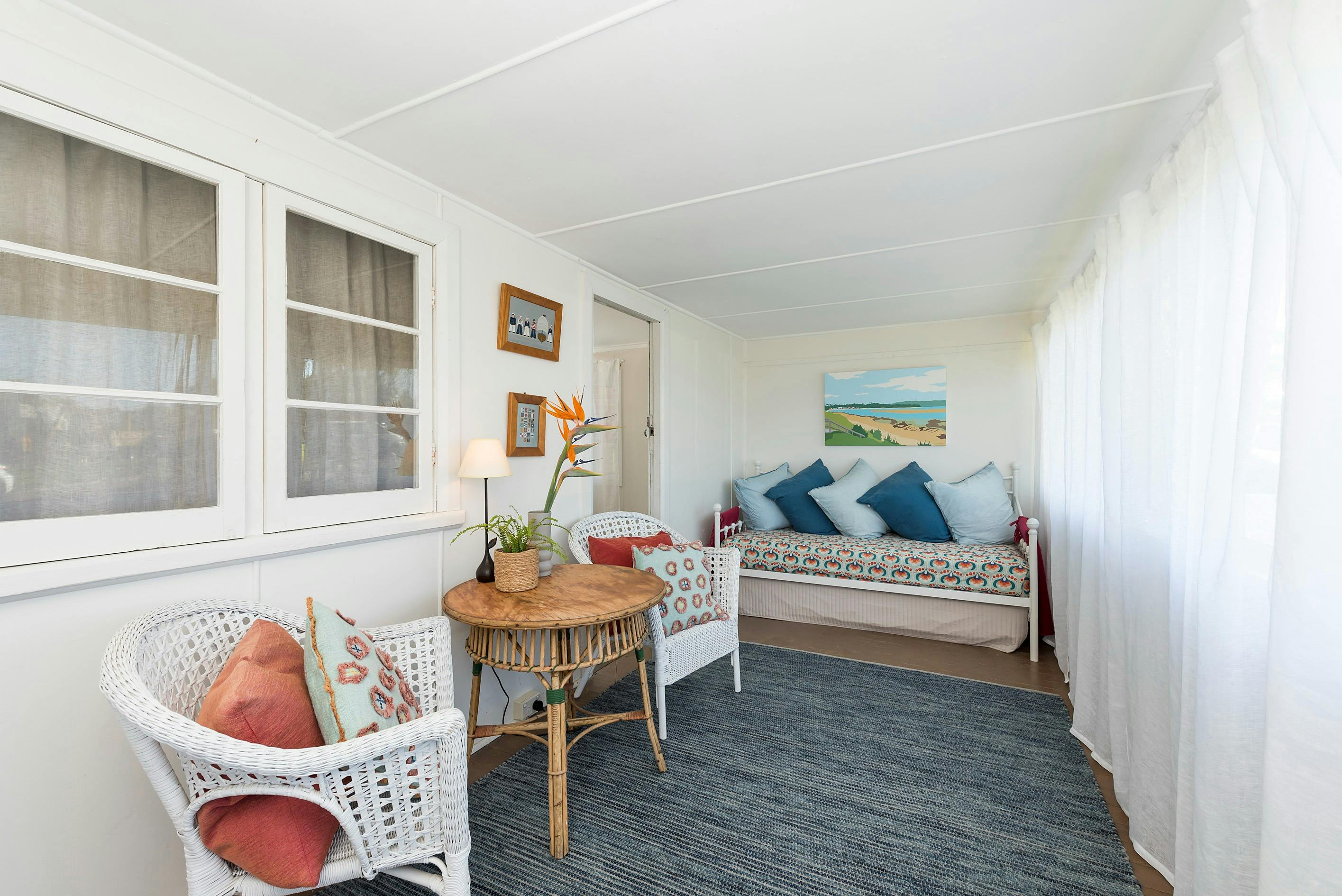 Sunroom with view to beach