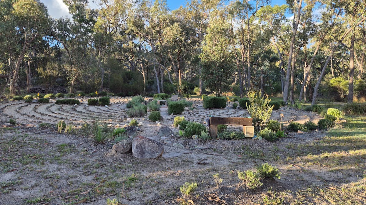 Engage in walking meditation at the Earth & Soul Retreat’s Labyrinth in Southern Queensland Country