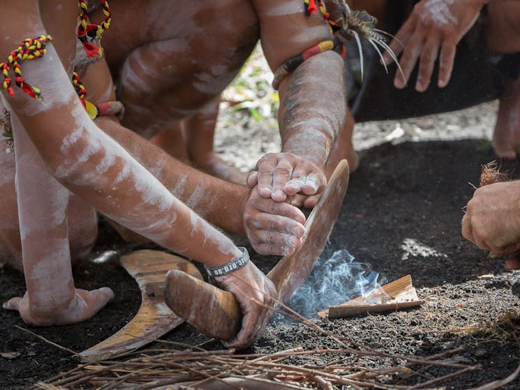 Traditional fire making at the Giingan Experience