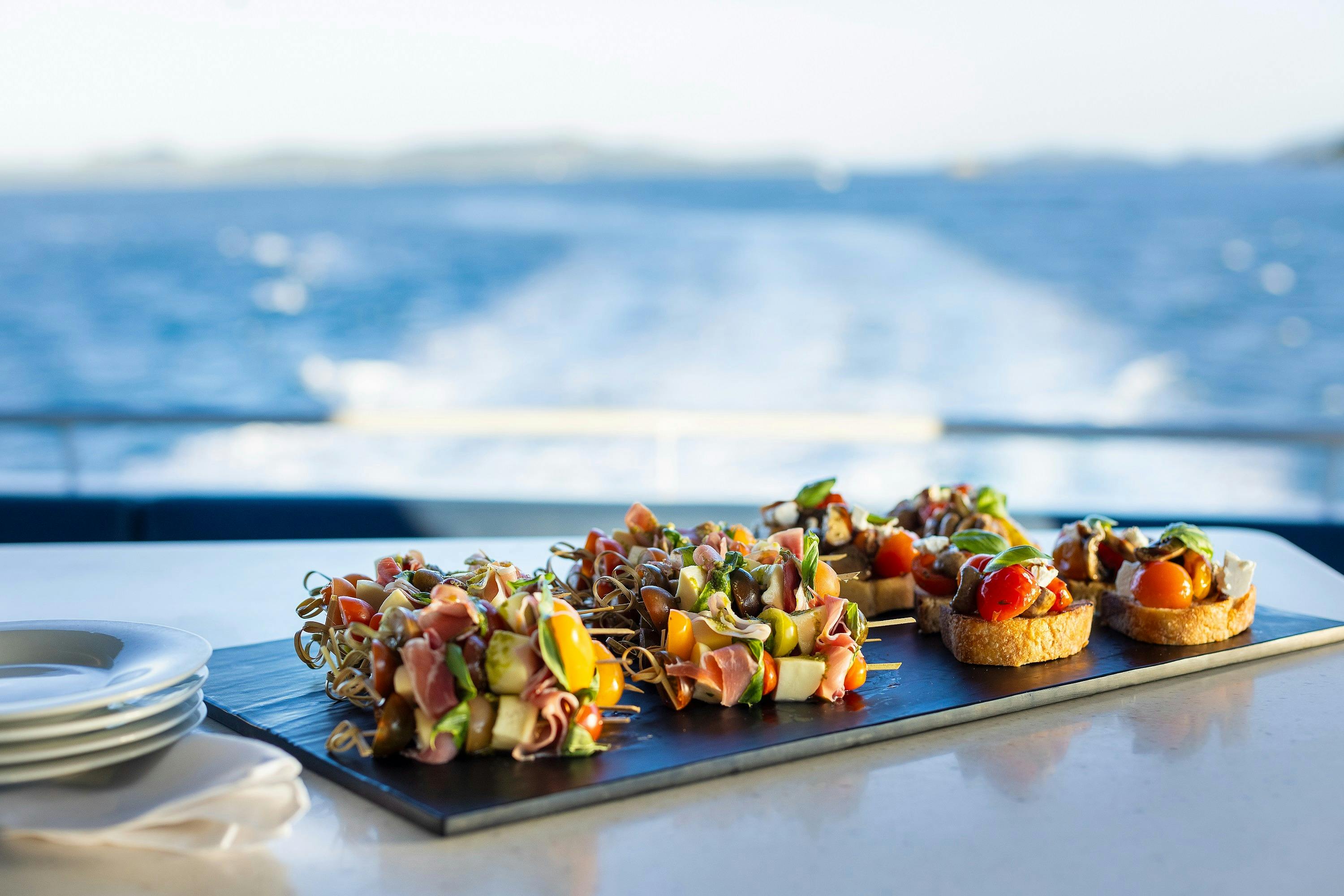 Pre dinner canapes on Whitsunday Explorer Cruise