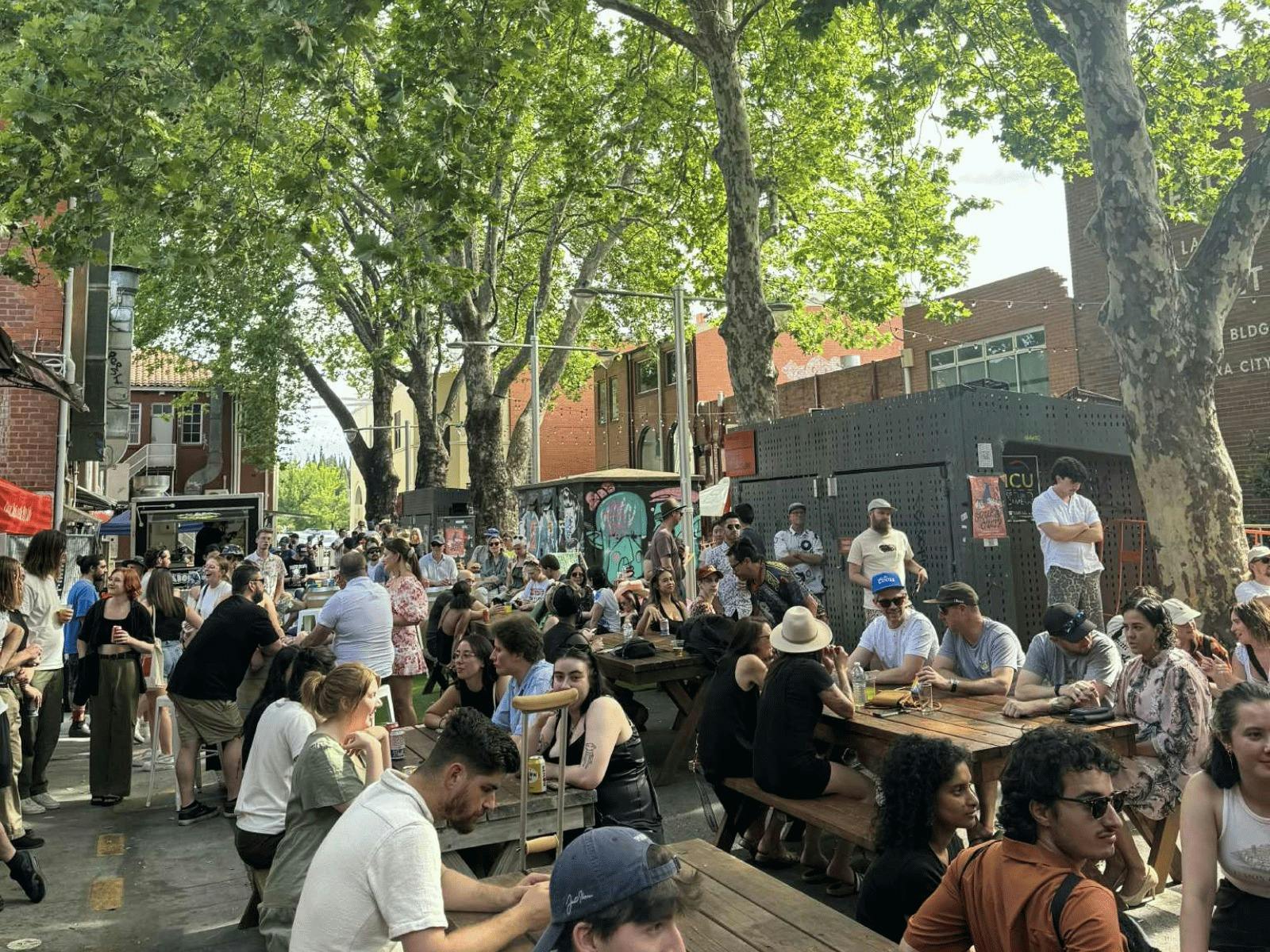 laneway full of people for festival