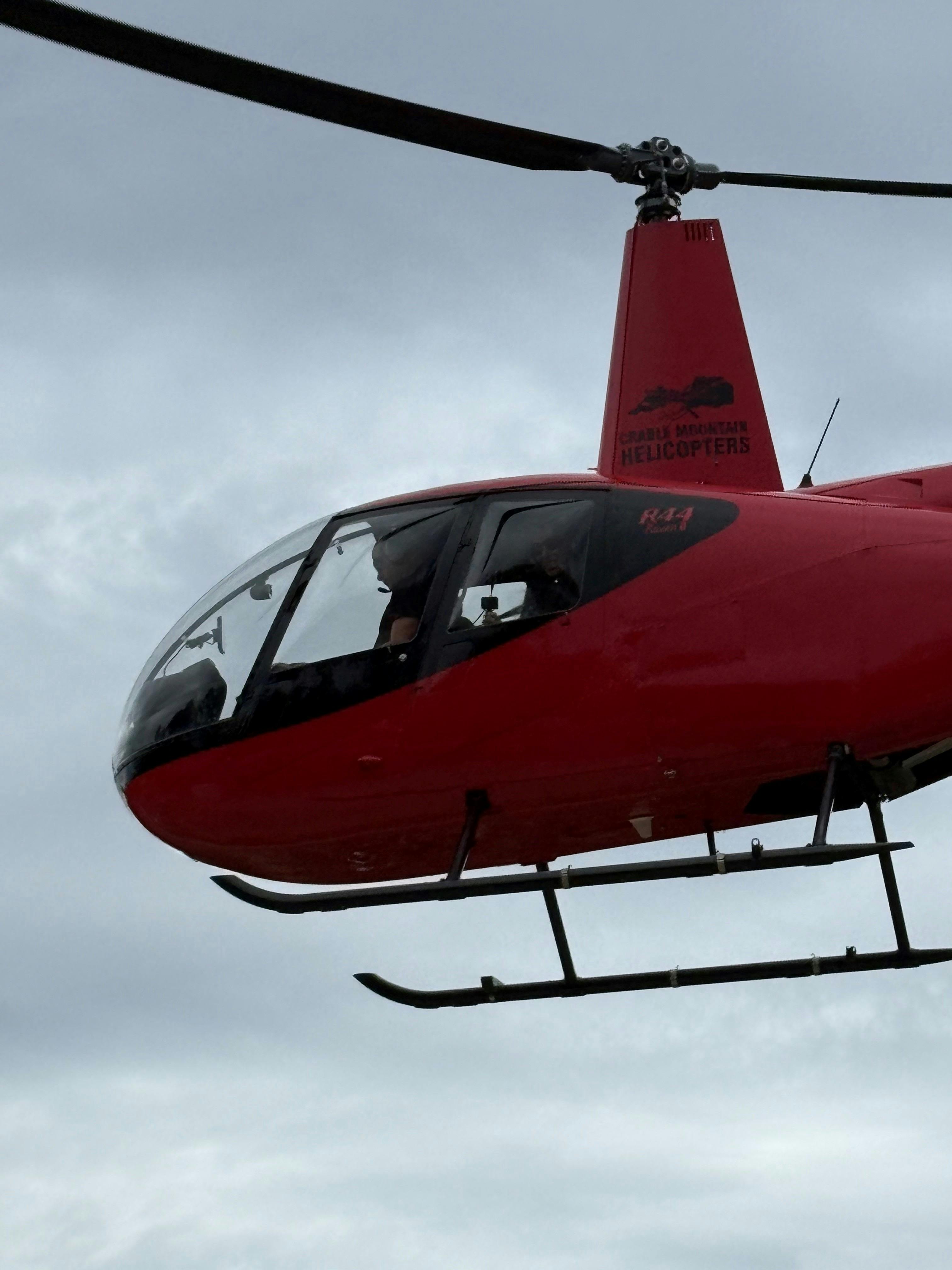 R44 taking off at Pencil Pine