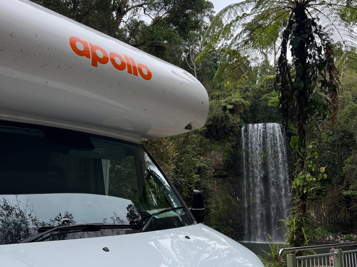 A motorhome parked up at Millaa Millaa falls