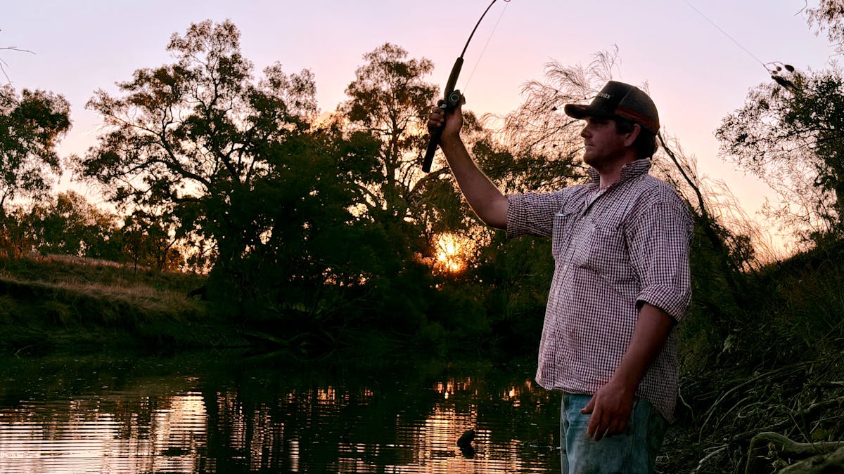 Fishing on the banks of the Warrego River