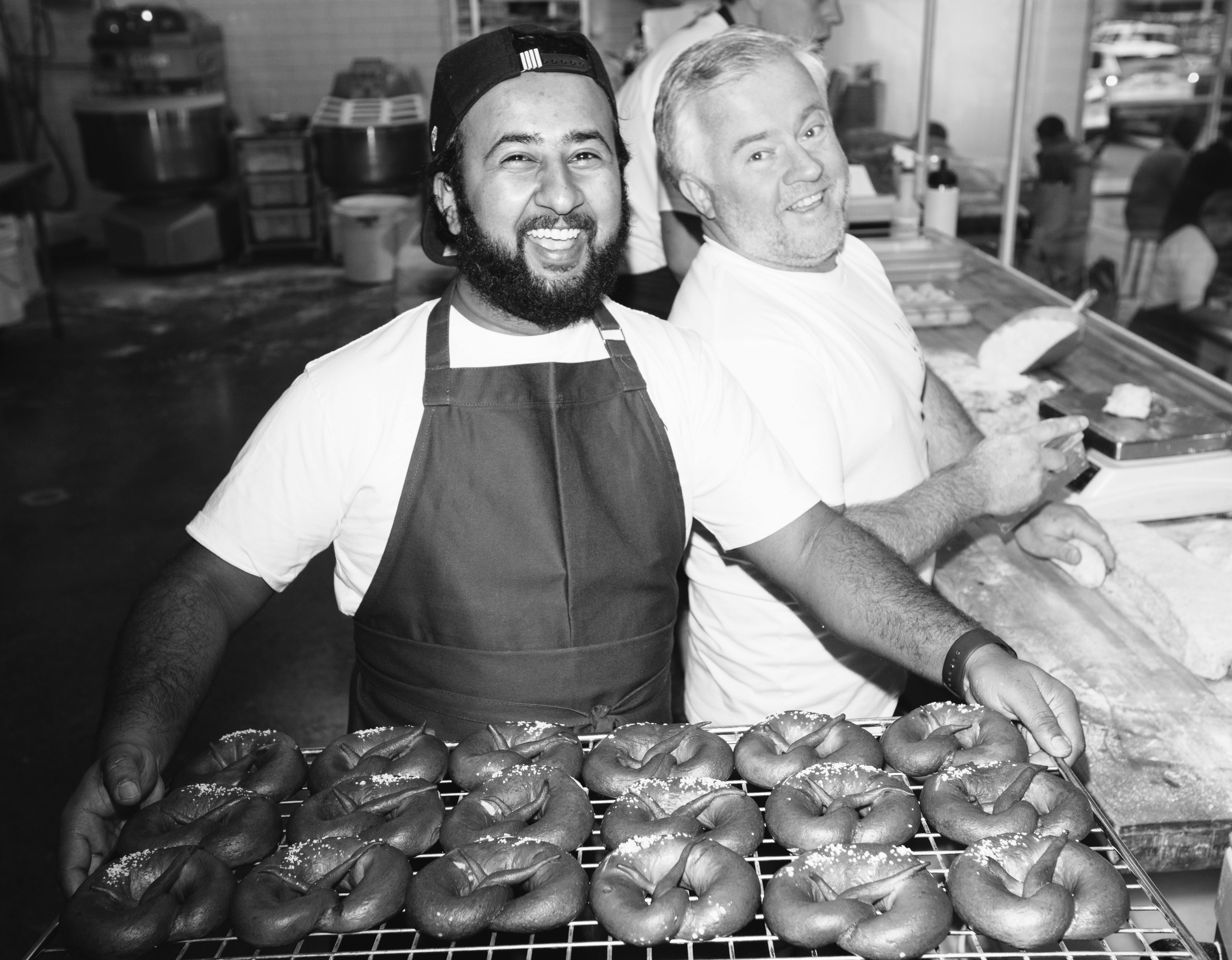 Pigeon team with pretzels