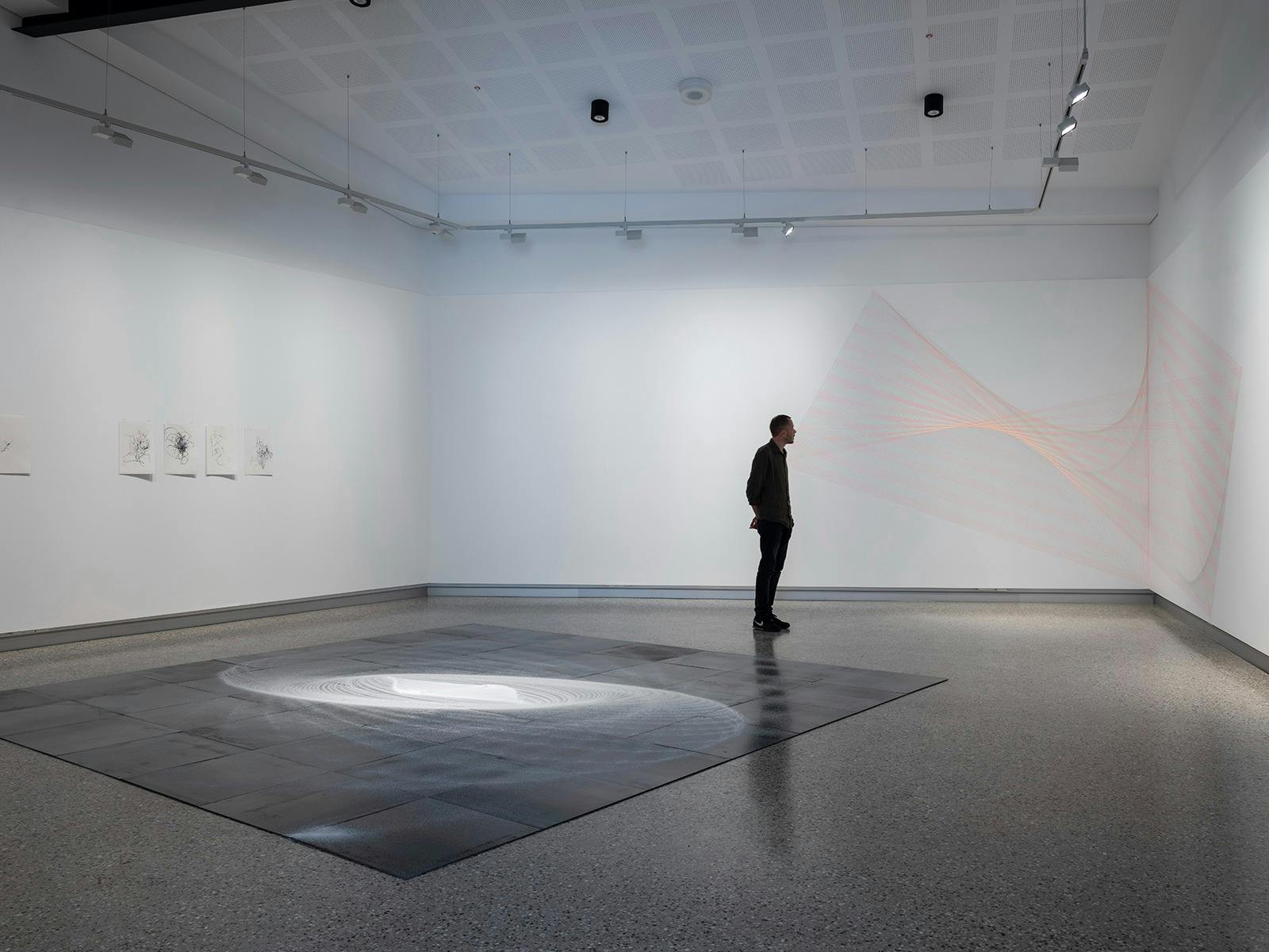 Installation view of 'Sandra Selig: Exploring Giant Molecules' at UniSC Art Gallery, 2022.