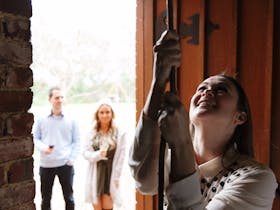 A guest  rings our iconic ¾ tonne Angelus Bell