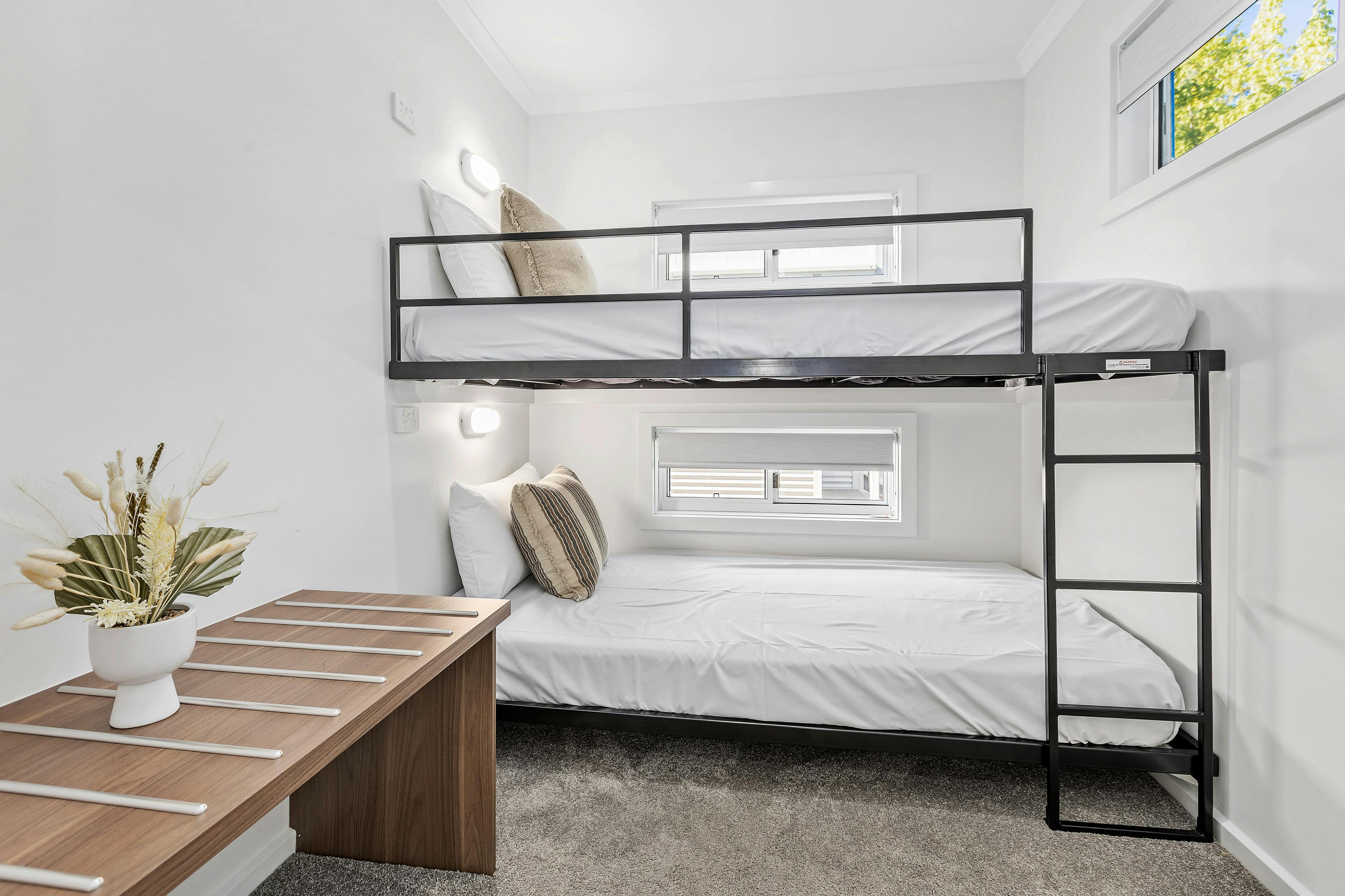 Premium Three Bedroom Townhouse - Bedroom | Tasman Holiday Parks - Bright