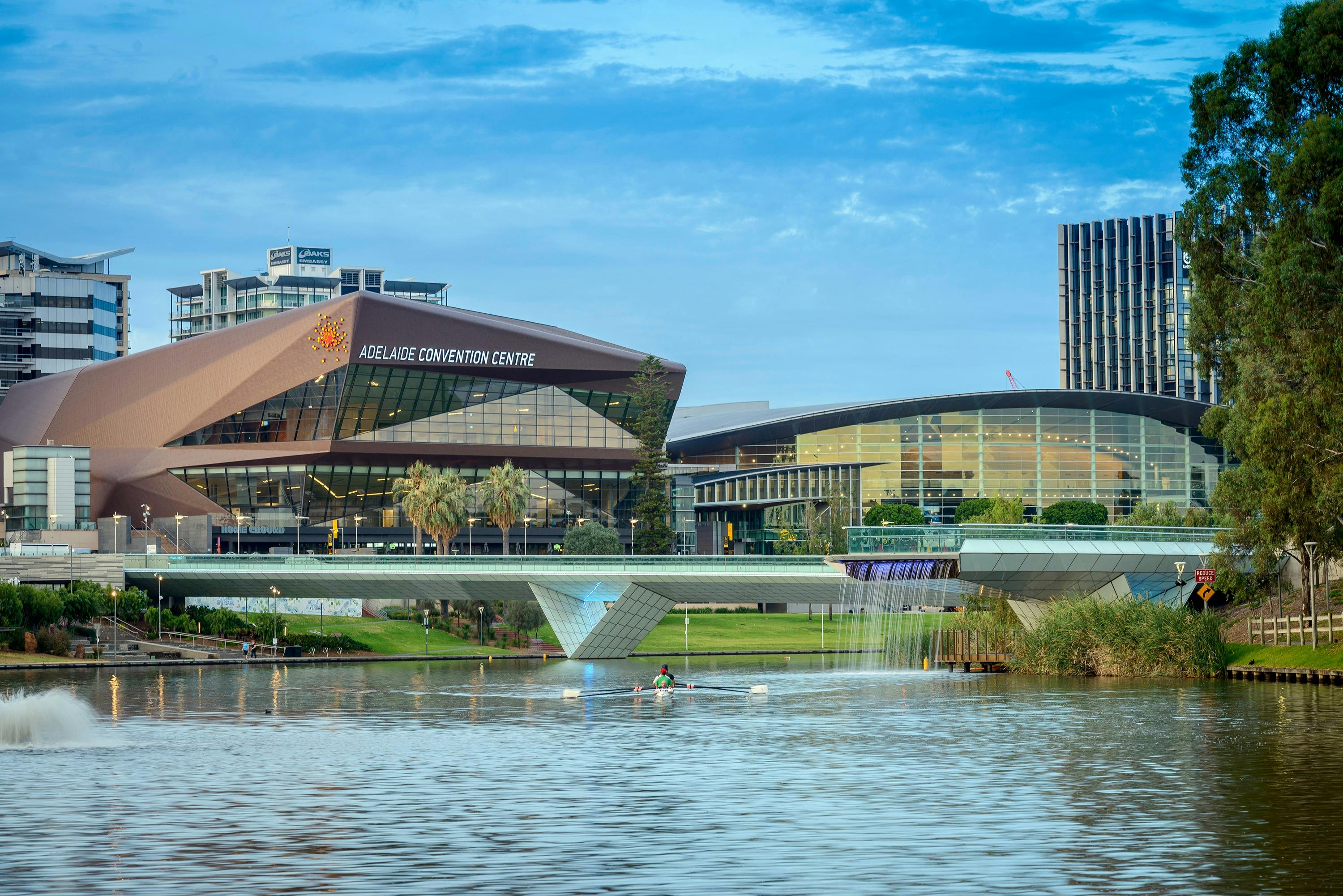 Photo of Adelaide Convention Centre overlooking the Adelaide Riverbank