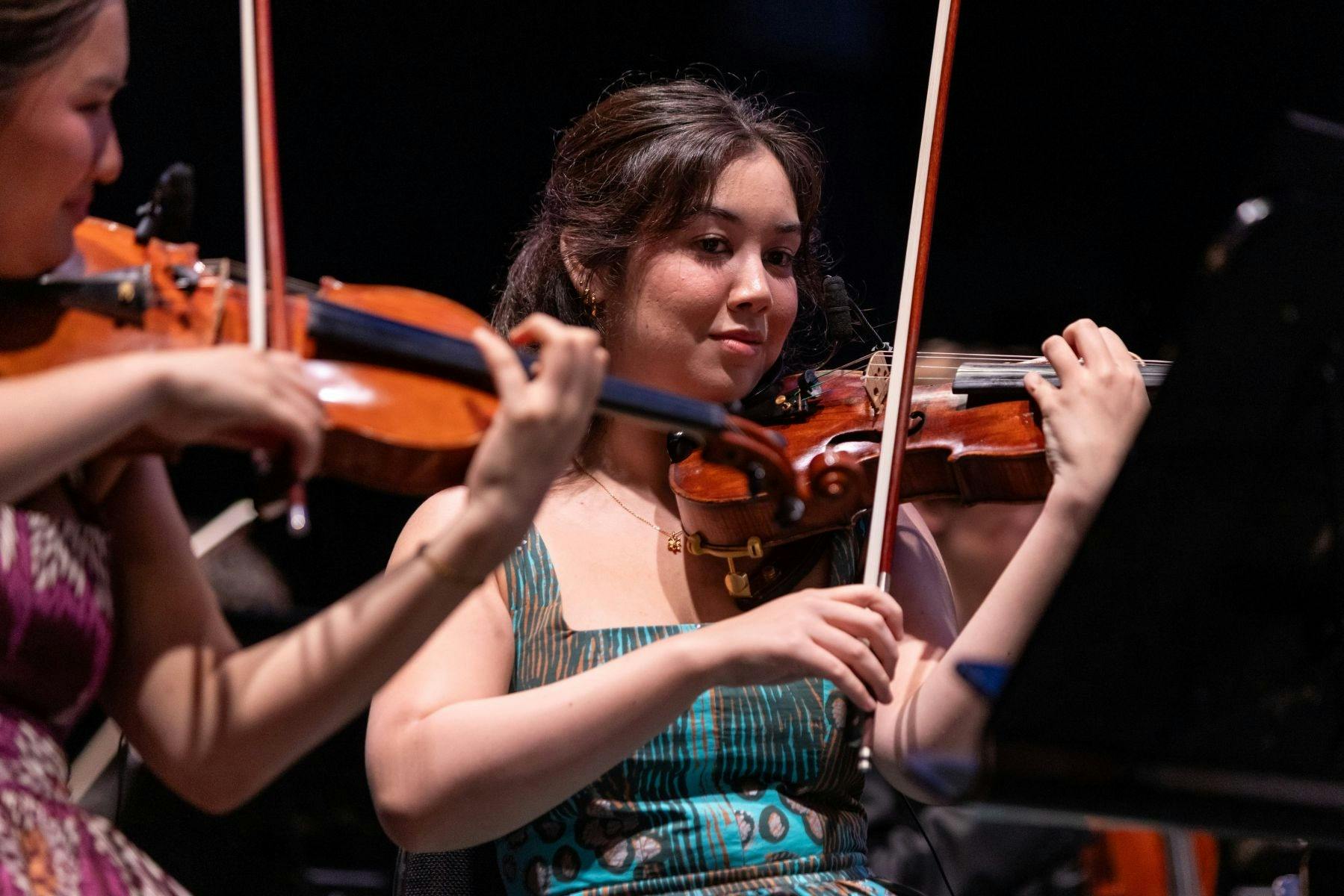 Violinist performing