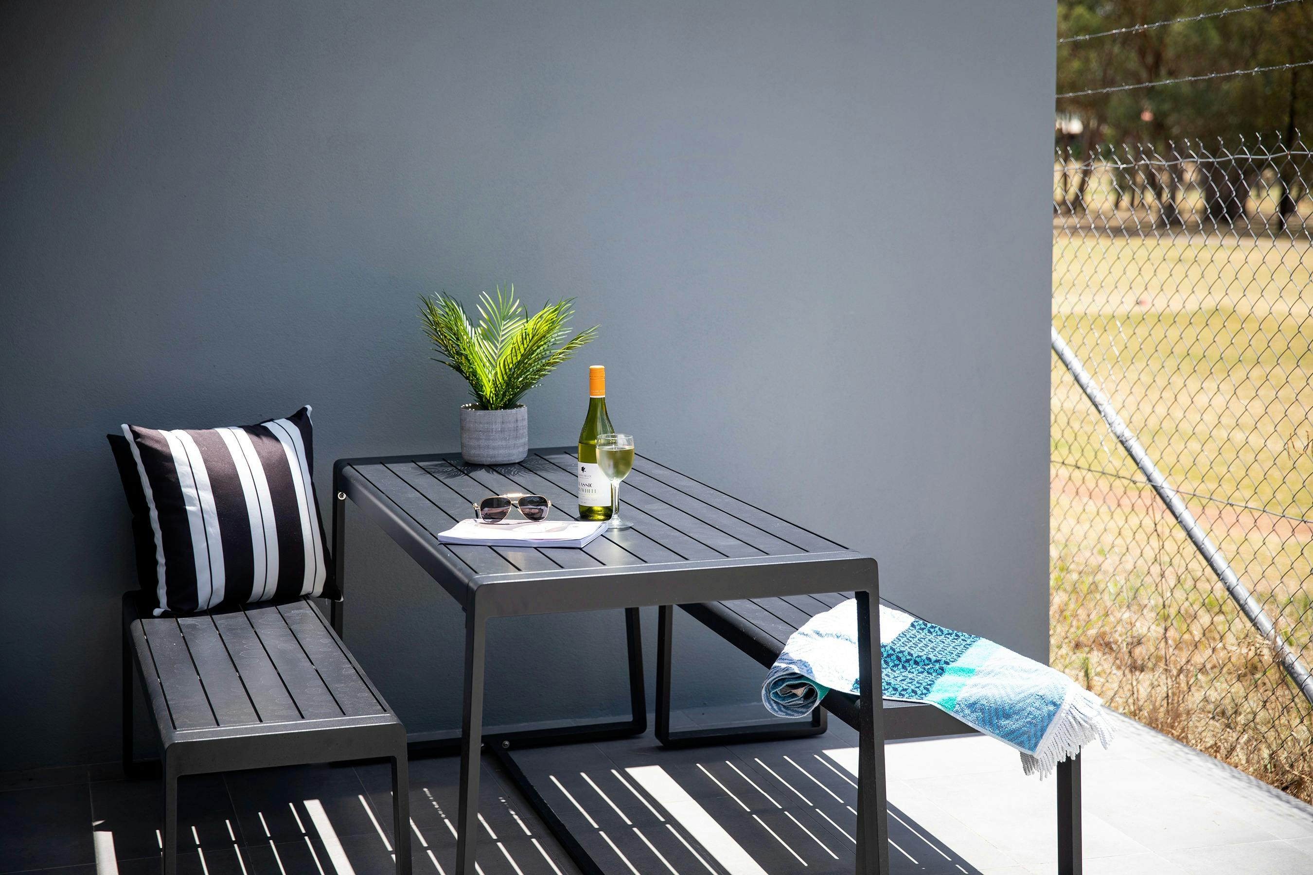 Outdoor courtyard with outdoor furniture