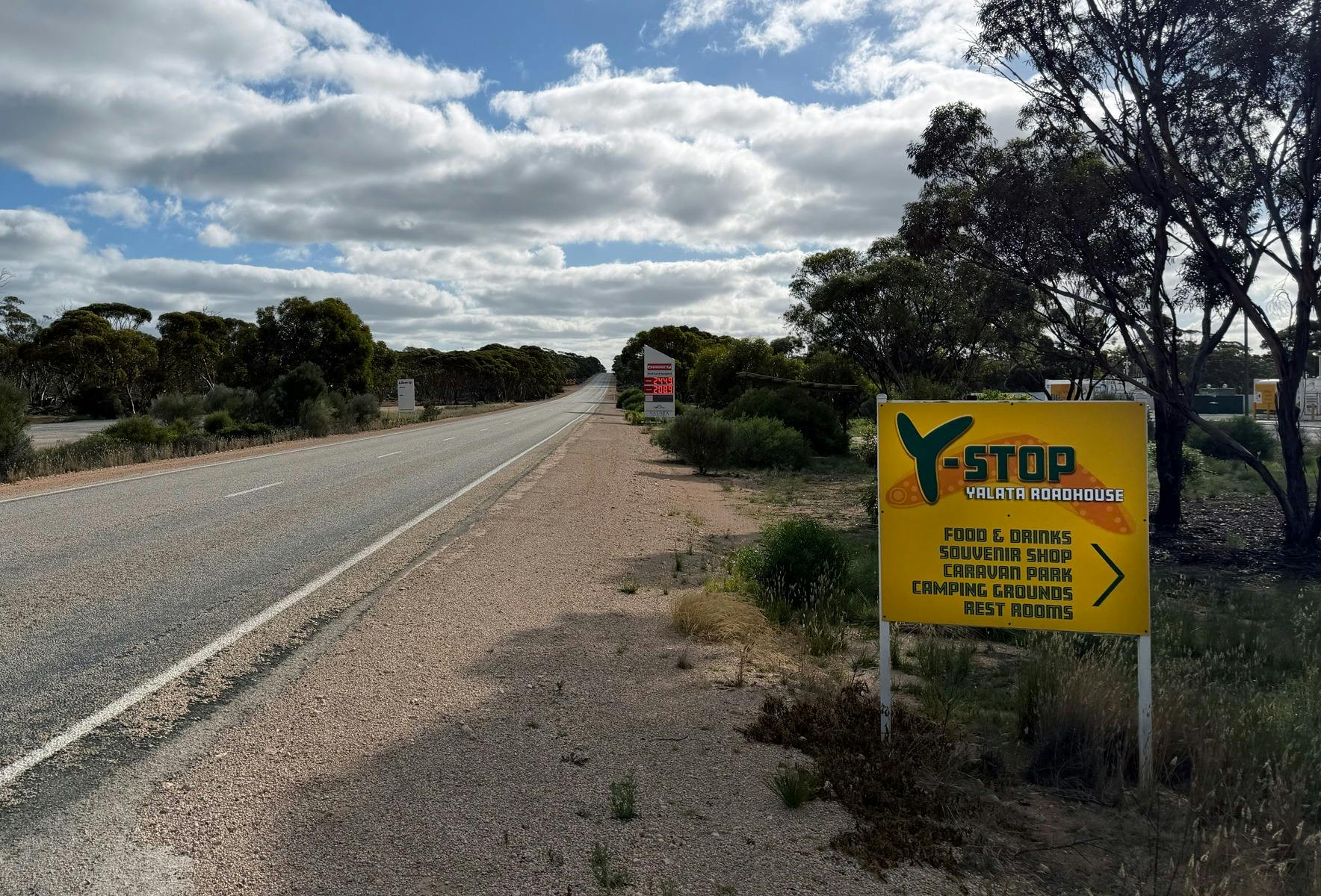 Y-STOP Yalata Roadhouse sign on Eyre Highway