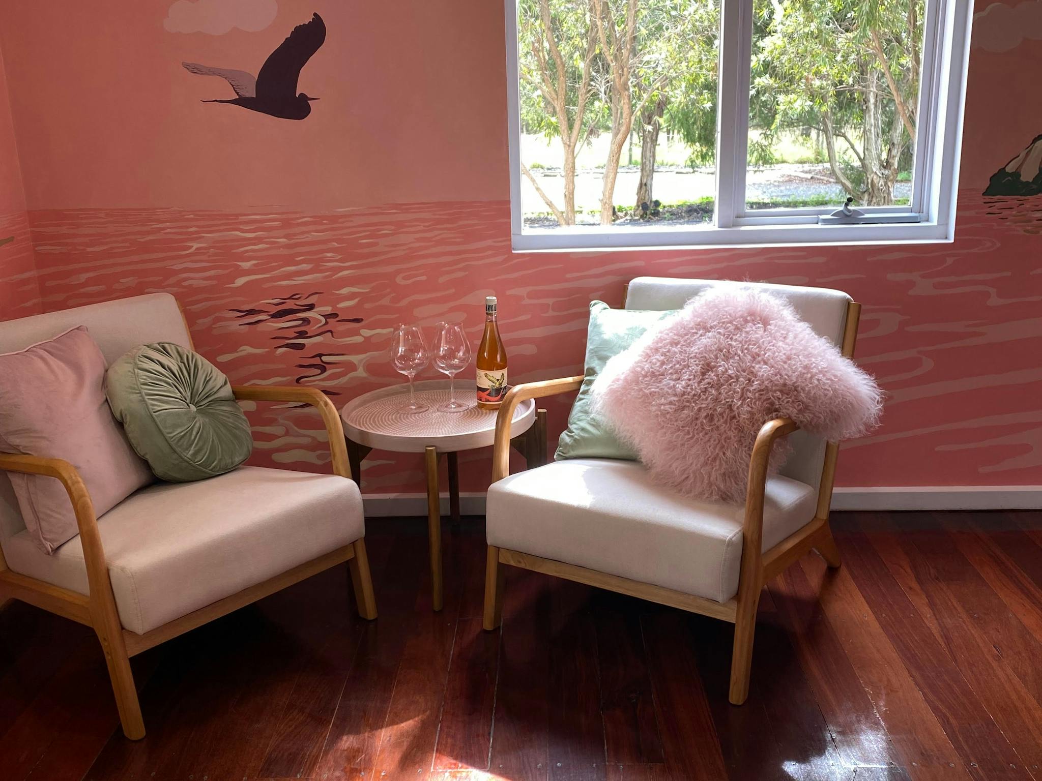 Inside the Tasting room, cosy chairs