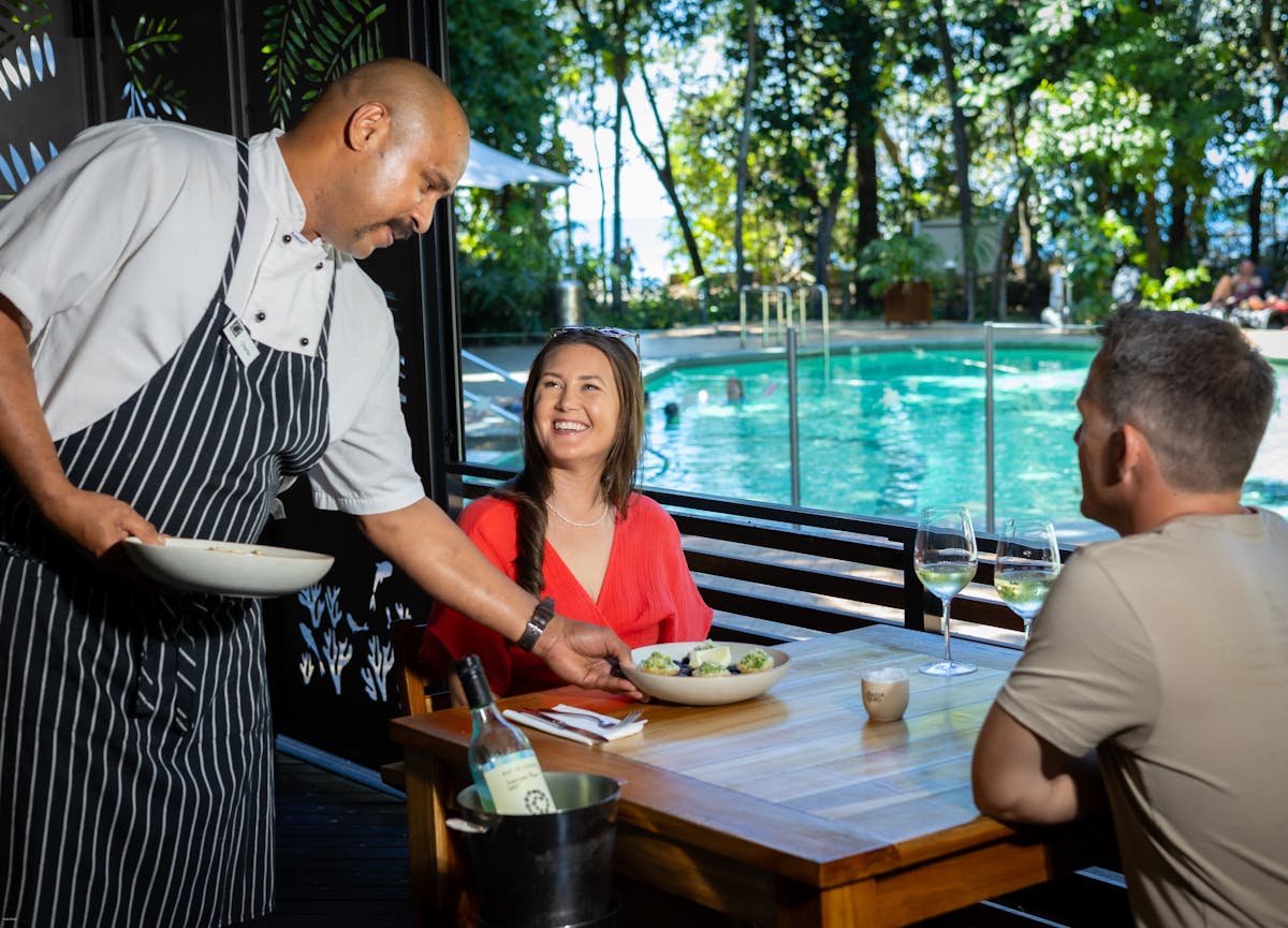 Lunch being served at Emeralds restaurant