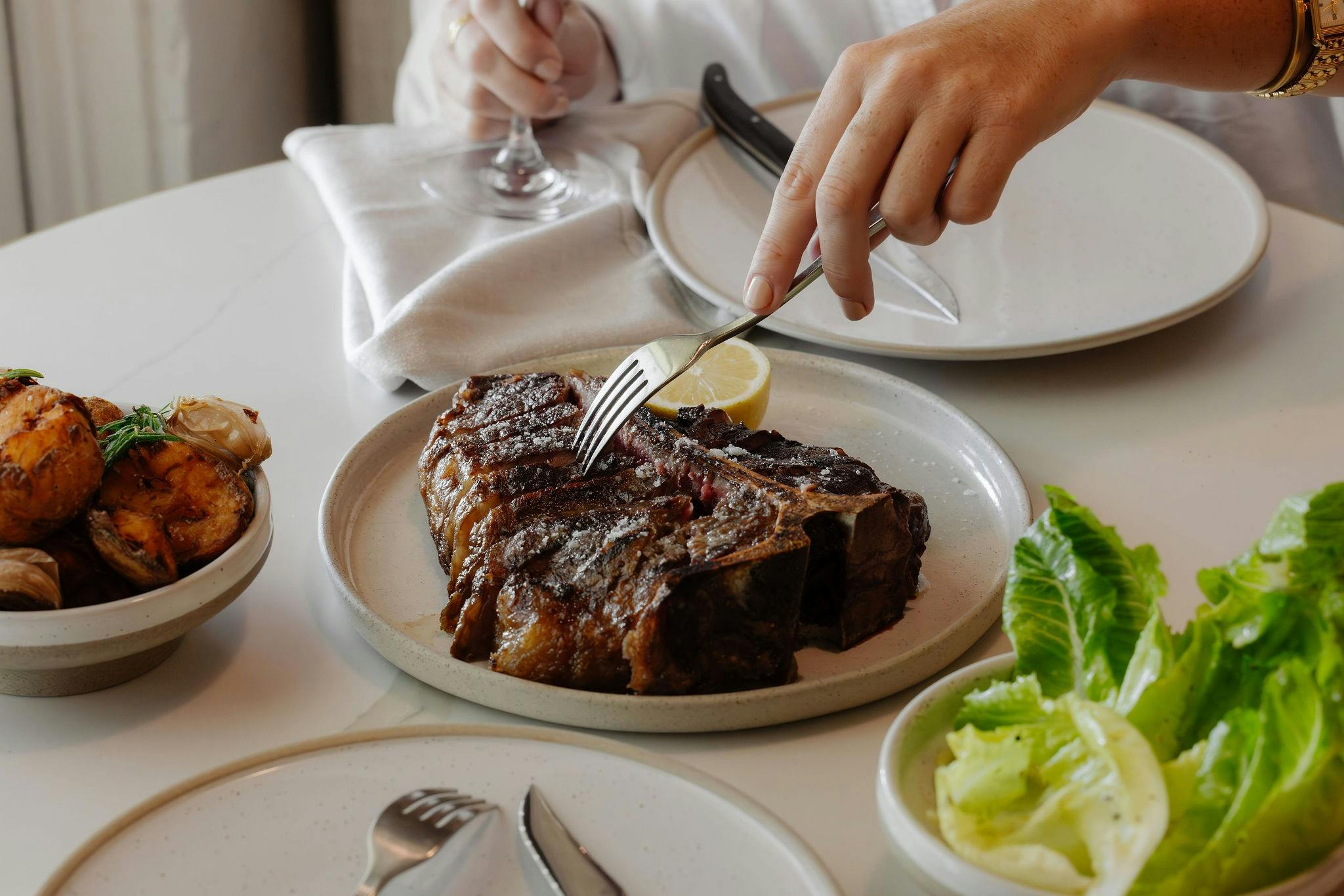 Close up of bistecca dish