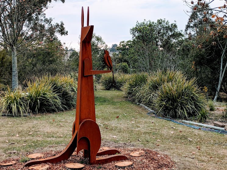 Kangaroo and Honeyeater Bronze Sculpture by Jimmy Rix