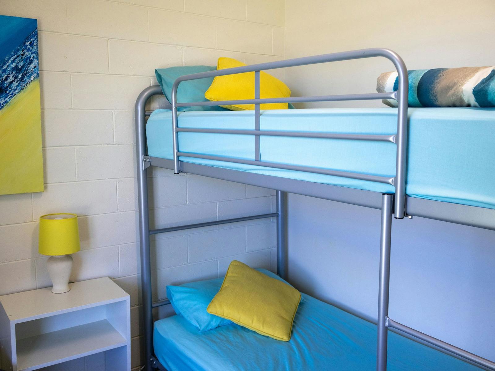 Children's bunk-bed bedroom in the Silver Bream Motel family unit