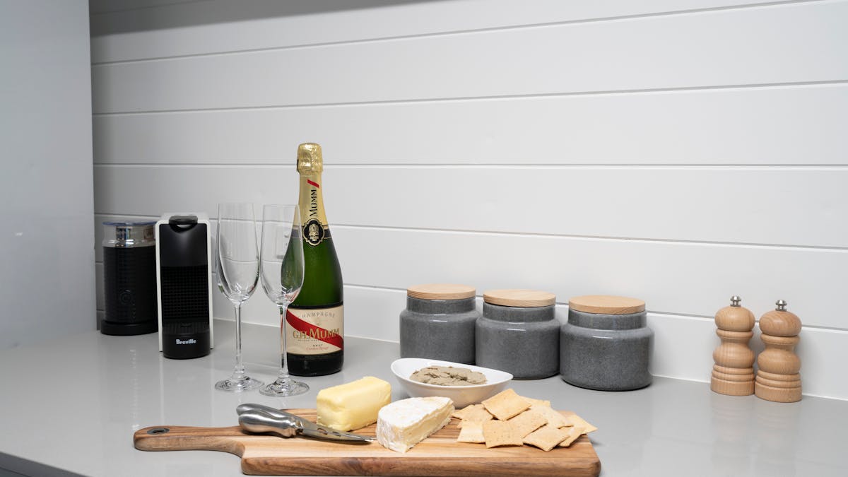 champagne and cheese platter