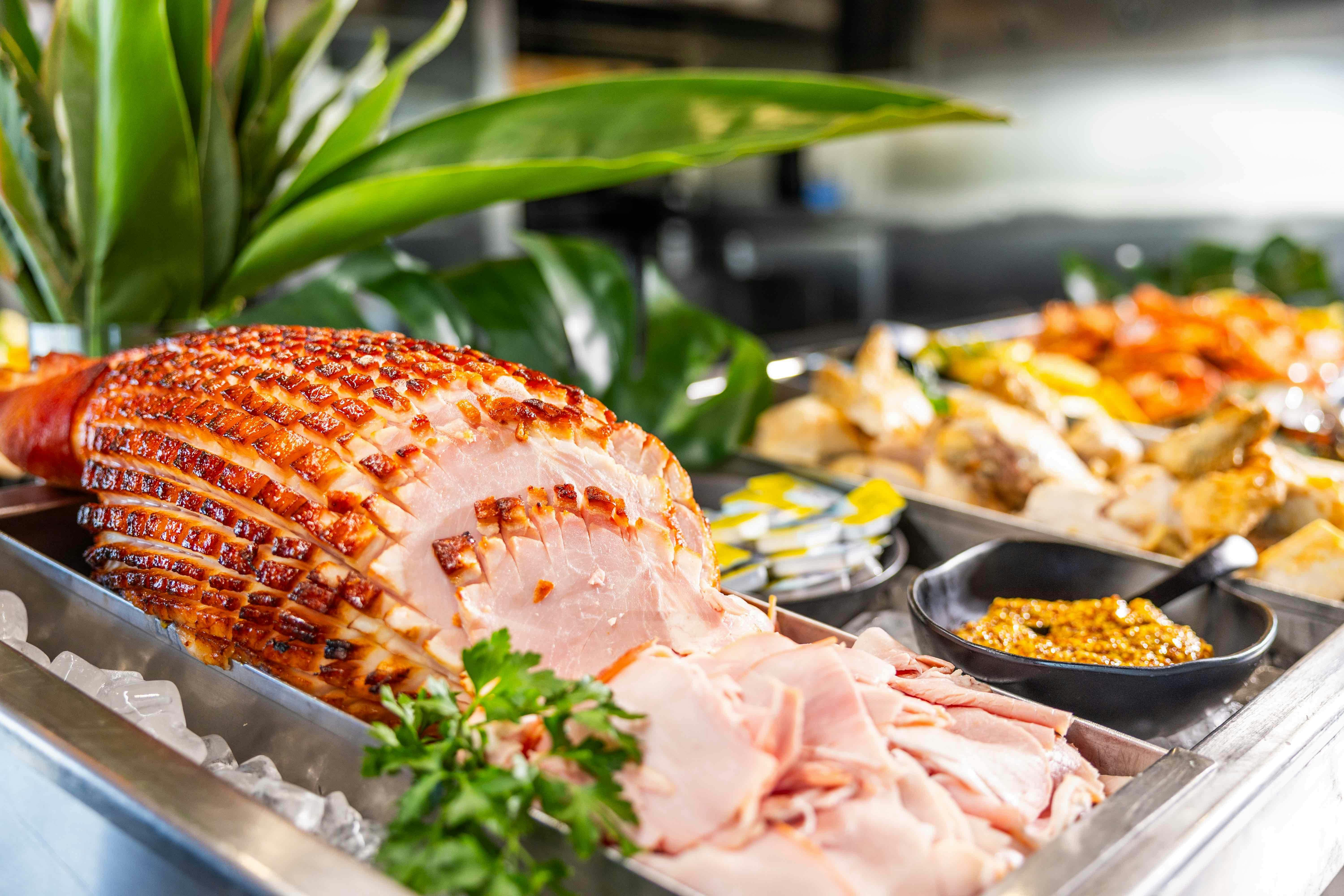 Tasty maple baked ham off the bone