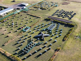 Aerial view of the paintball laser tag fields.
