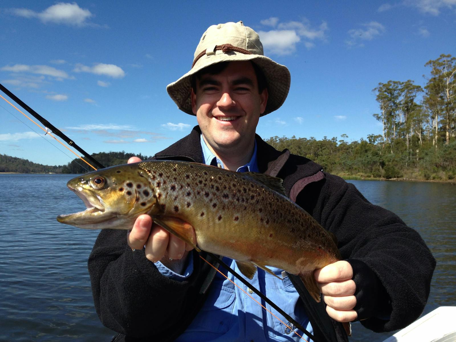Four Springs lake fly fishing for brown trout.