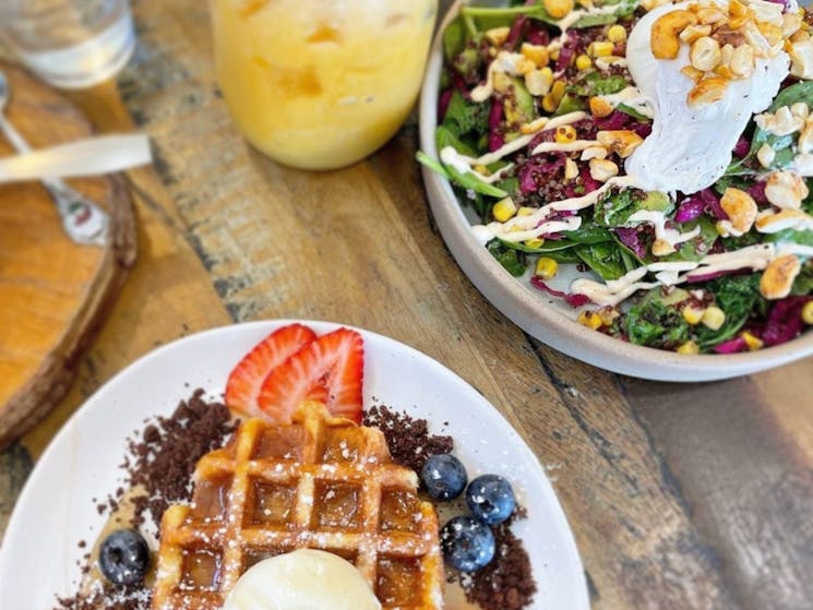 Waffles and food