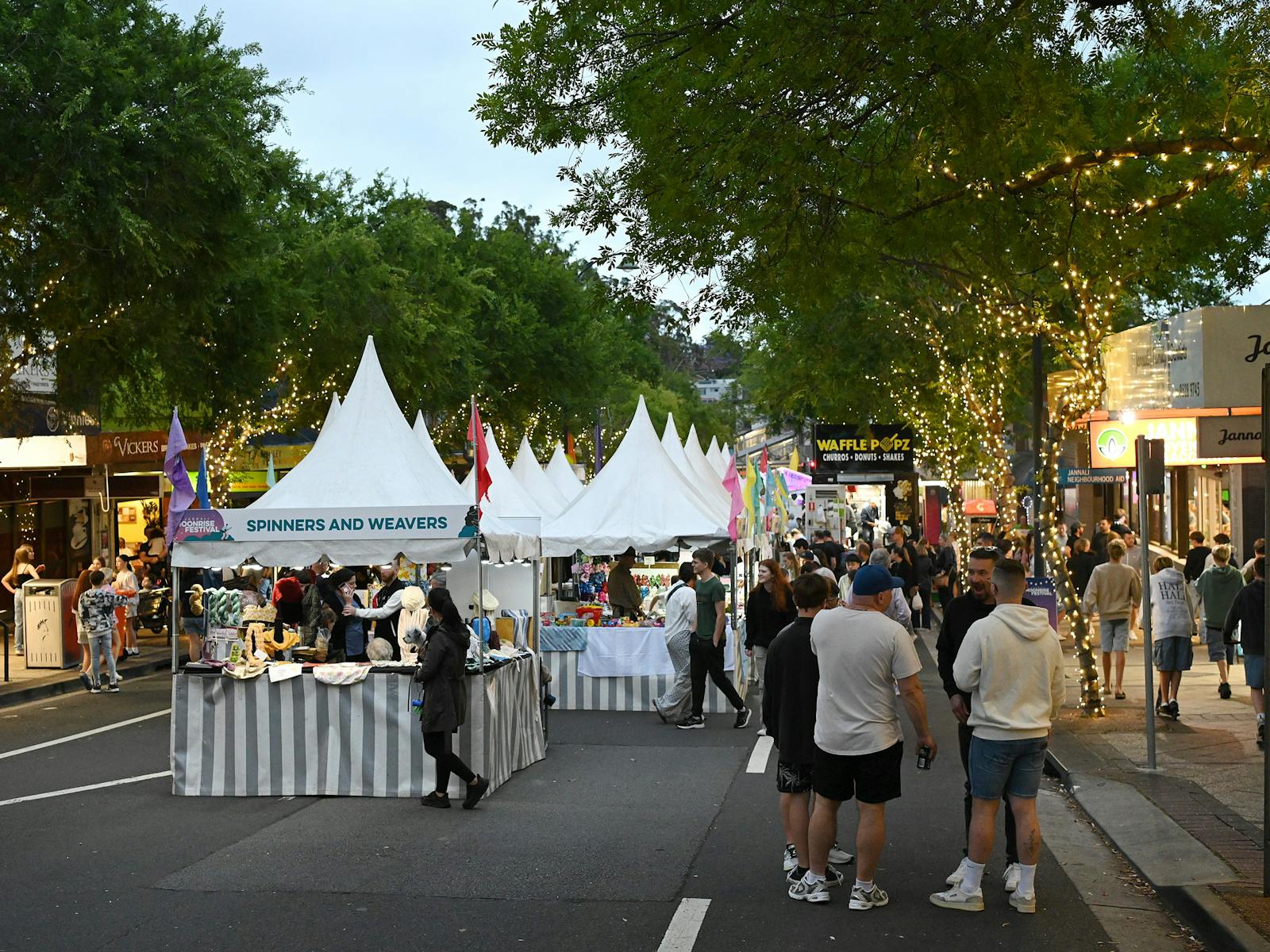 Stalls in town centre at Jannali Moonrise Festival