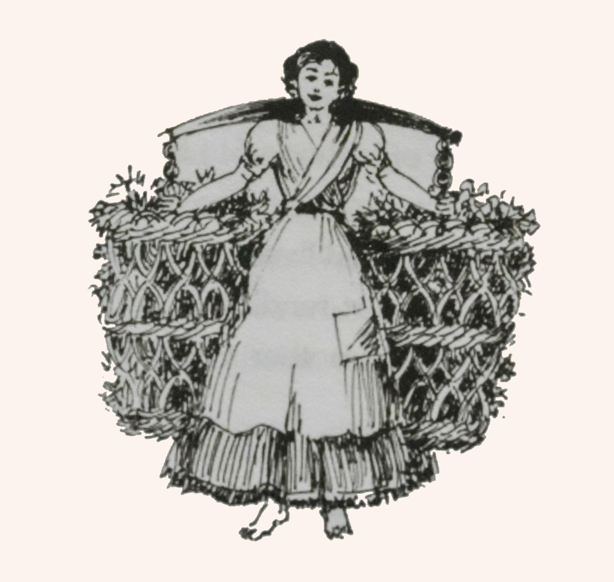 Prussian woman with basket of vegetables