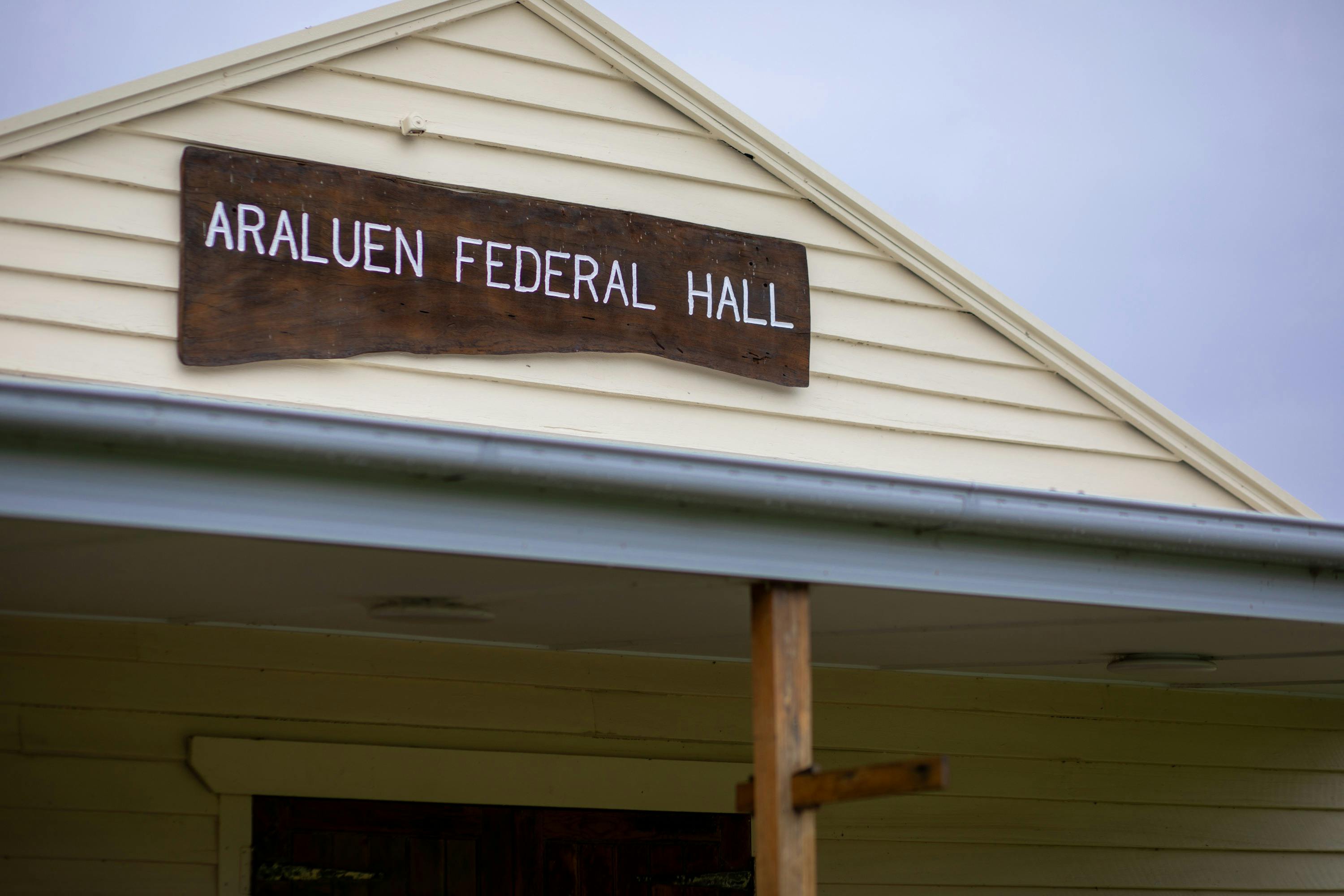 Araluen Federal Hall sign