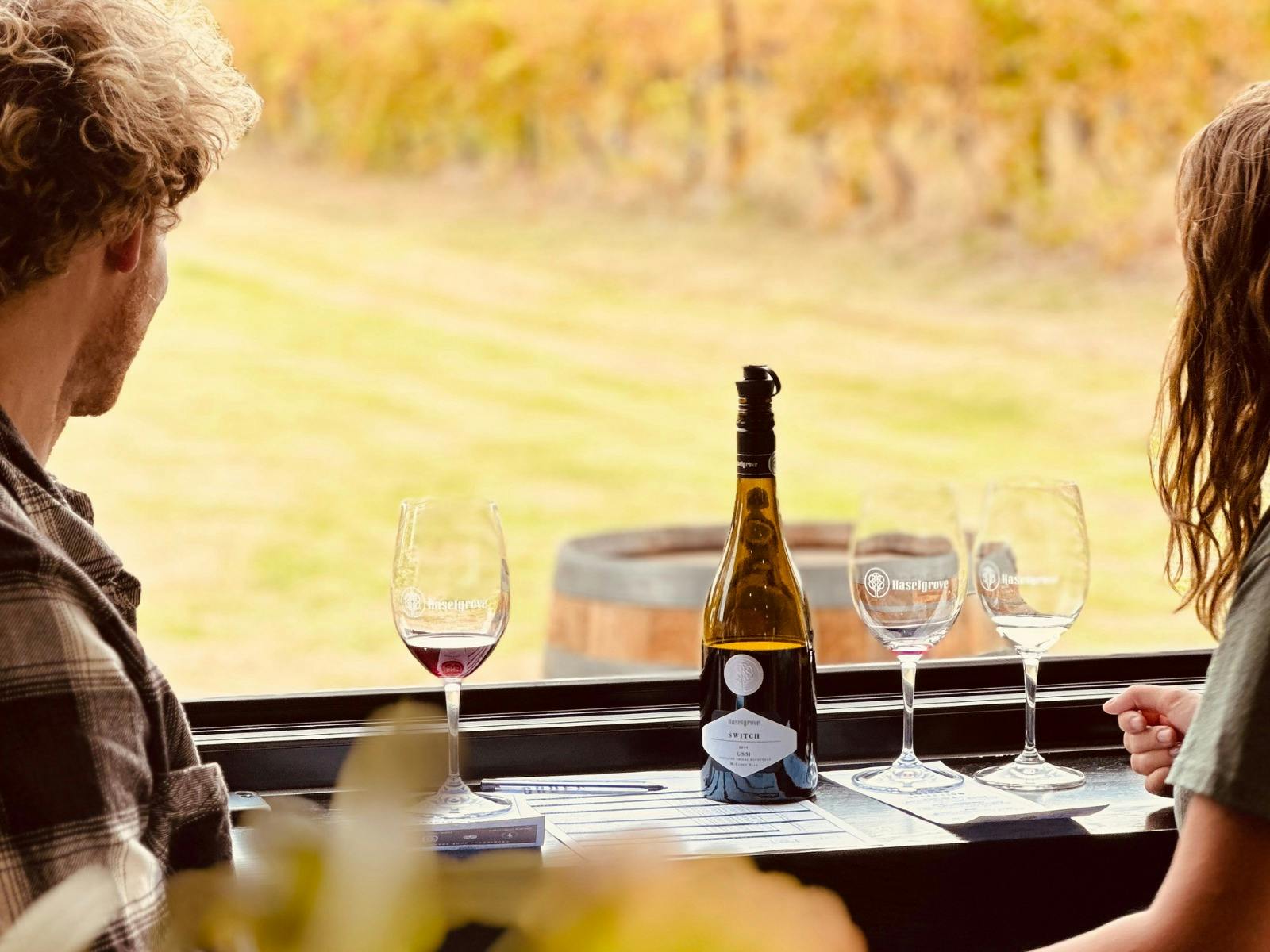 Sip wine with views at Haselgrove Wines cellar door