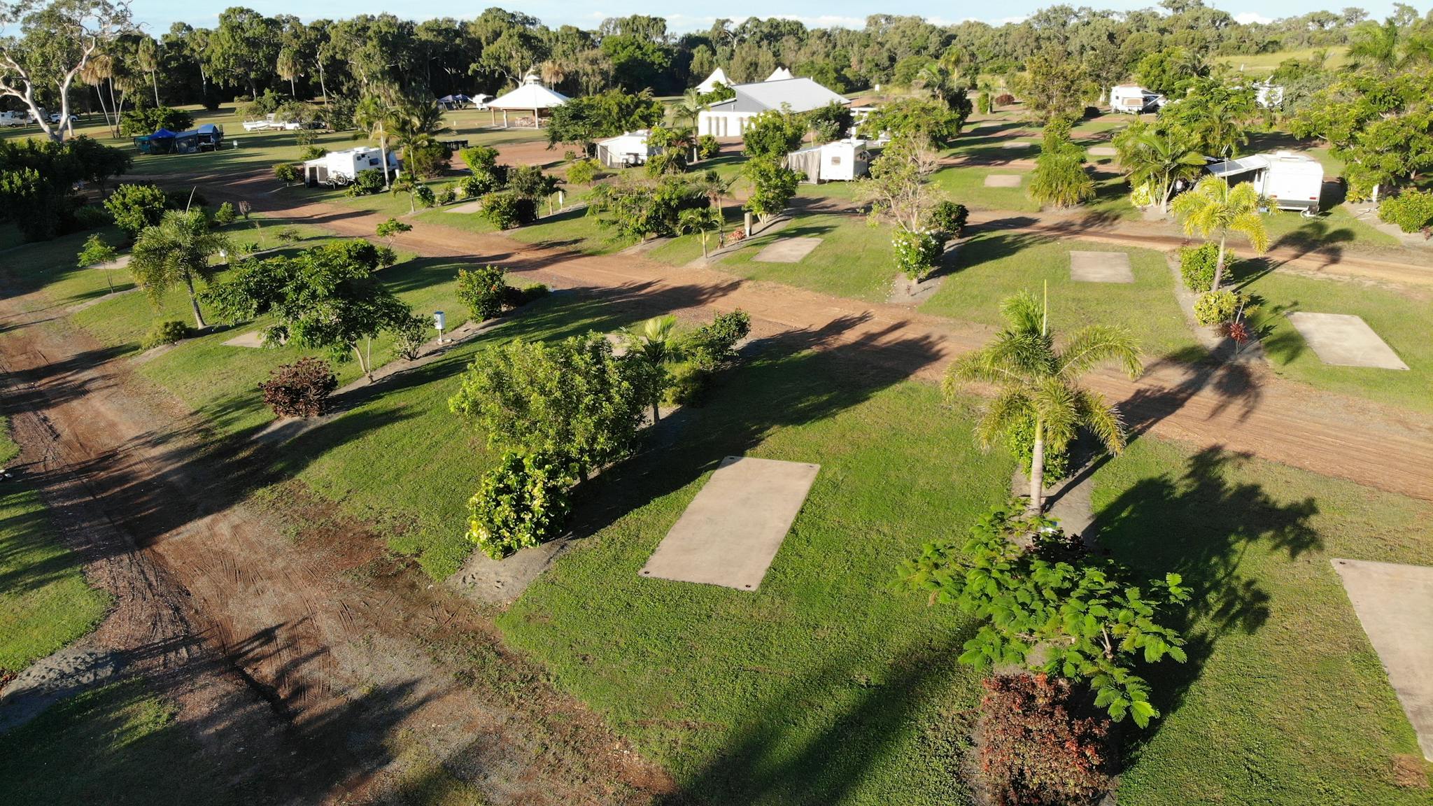 Large drive thru powered sites with slab and gardens Large drive thru powered sites with slab and gardens
