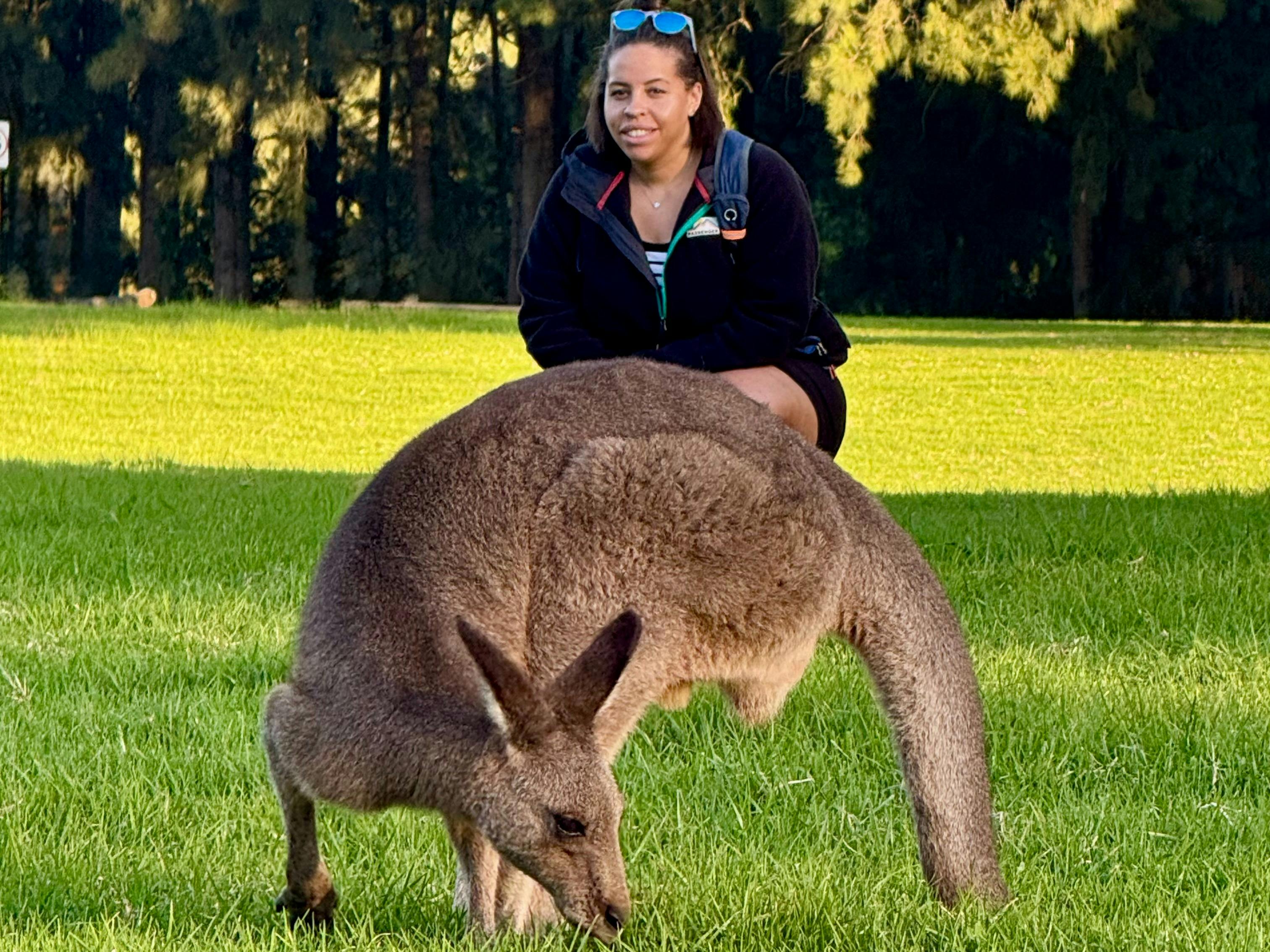 Guest with wild kangaroo