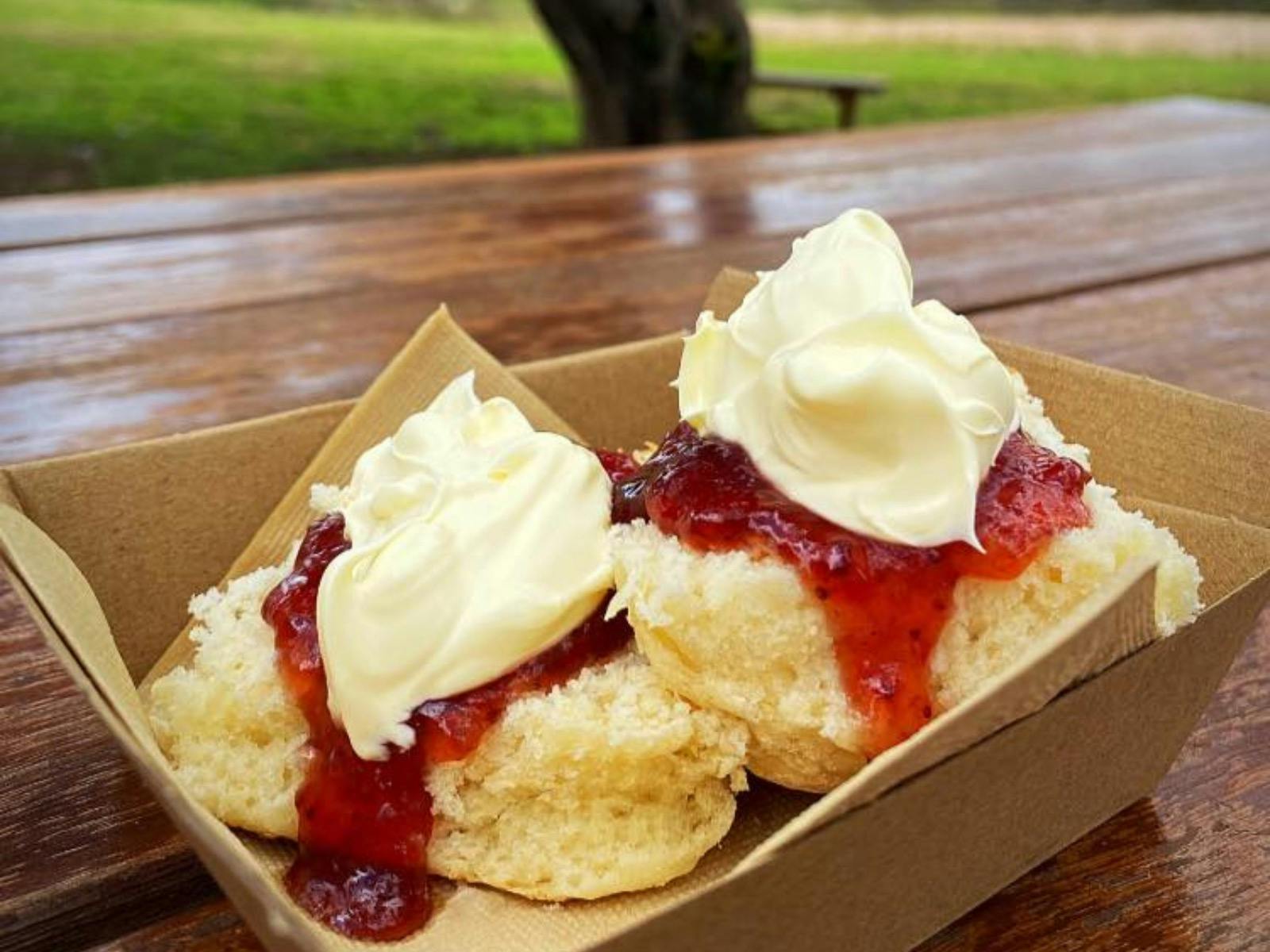 Scones with jam and cream