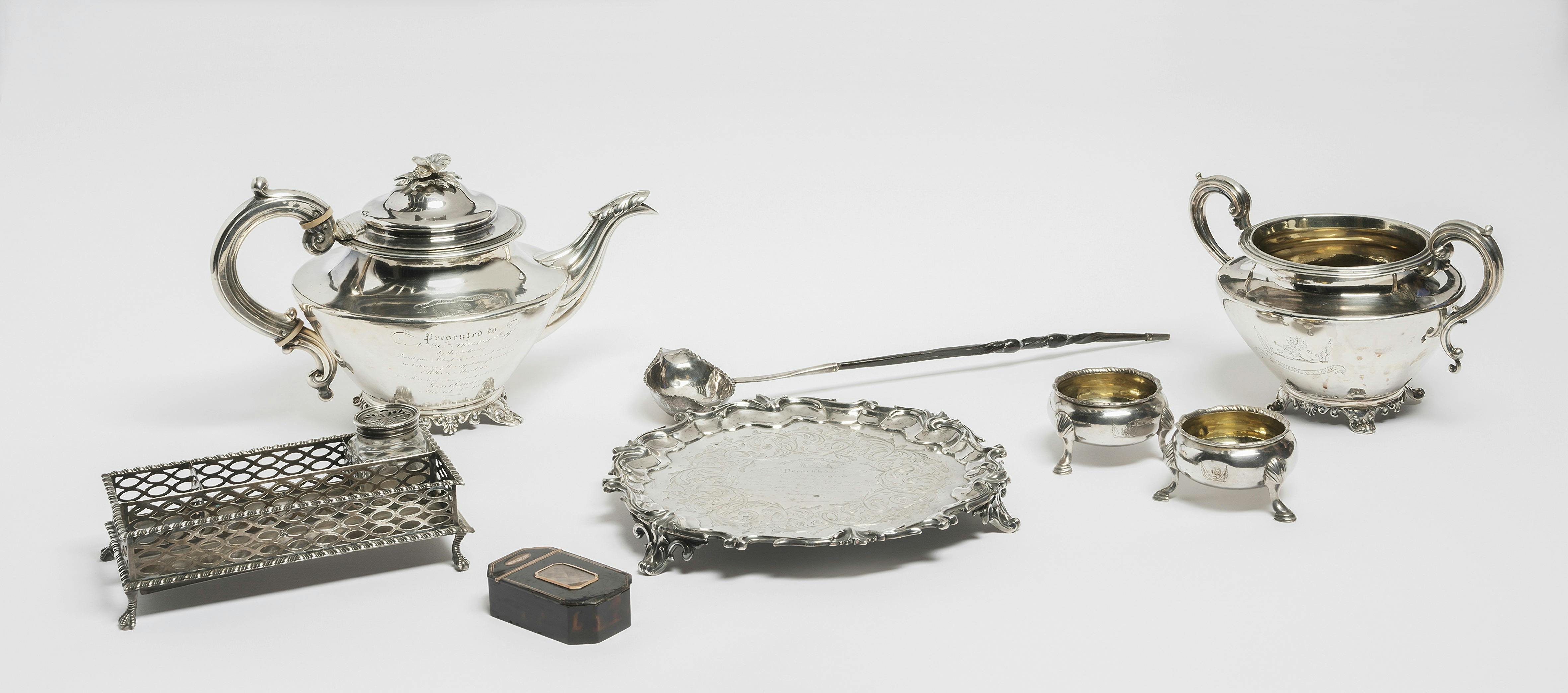 Antique silverware originally owned by Captain Alured Faunce from the Canberra Museum + Gallery