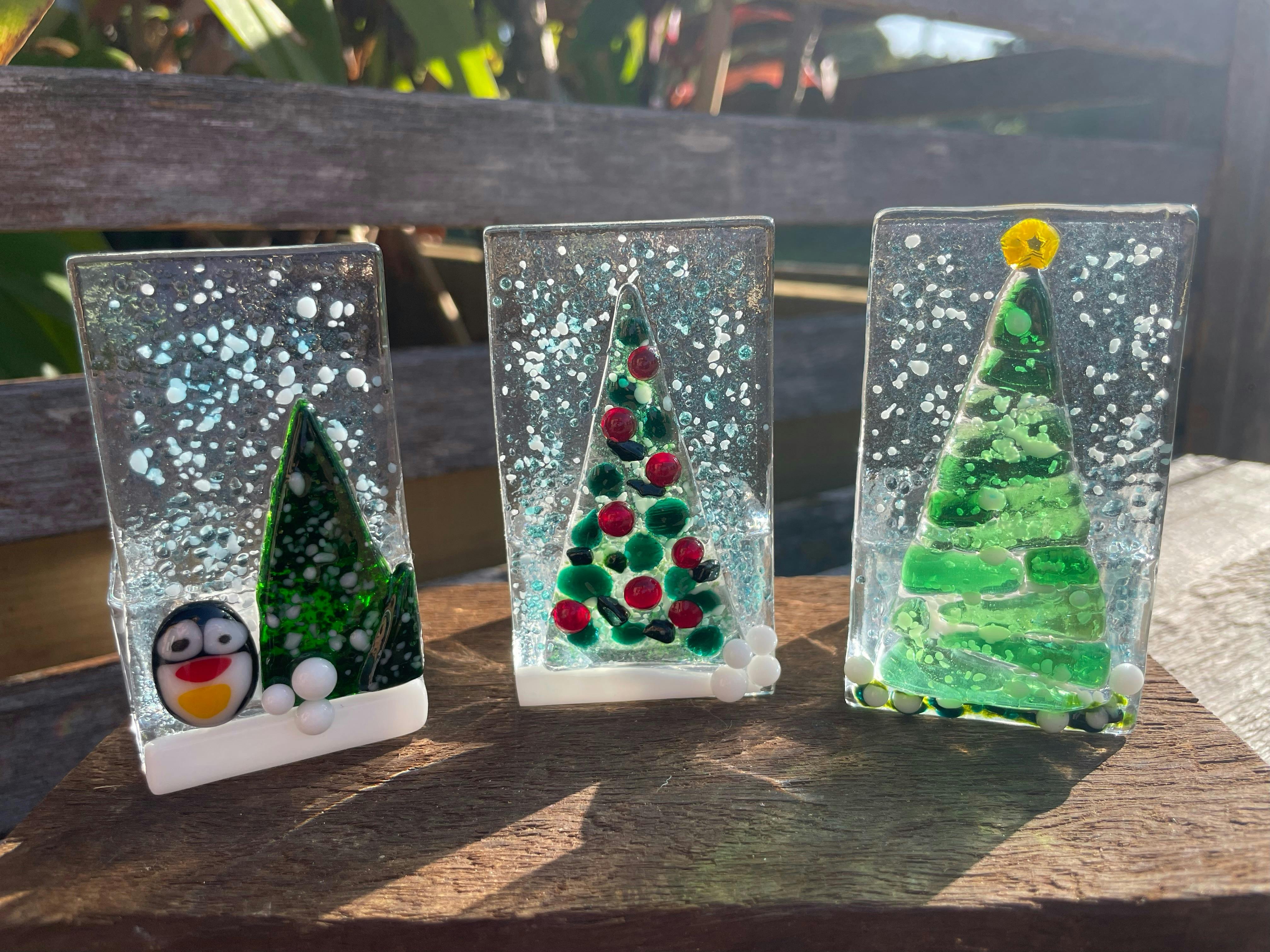 Glass fused xmas trees