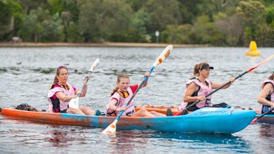 Teams at the kayaking stage of the Women Only adventure race